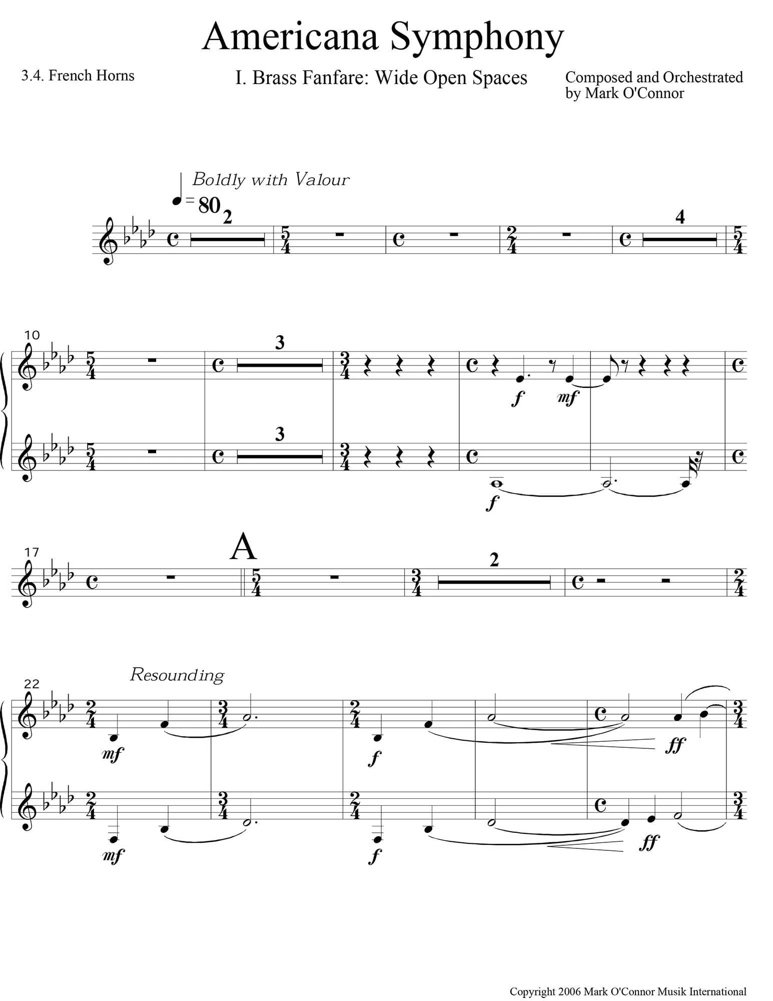 O'Connor, Mark - Americana Symphony "Variations on Appalachia Waltz" - Brass Parts - Digital Download - Image 4
