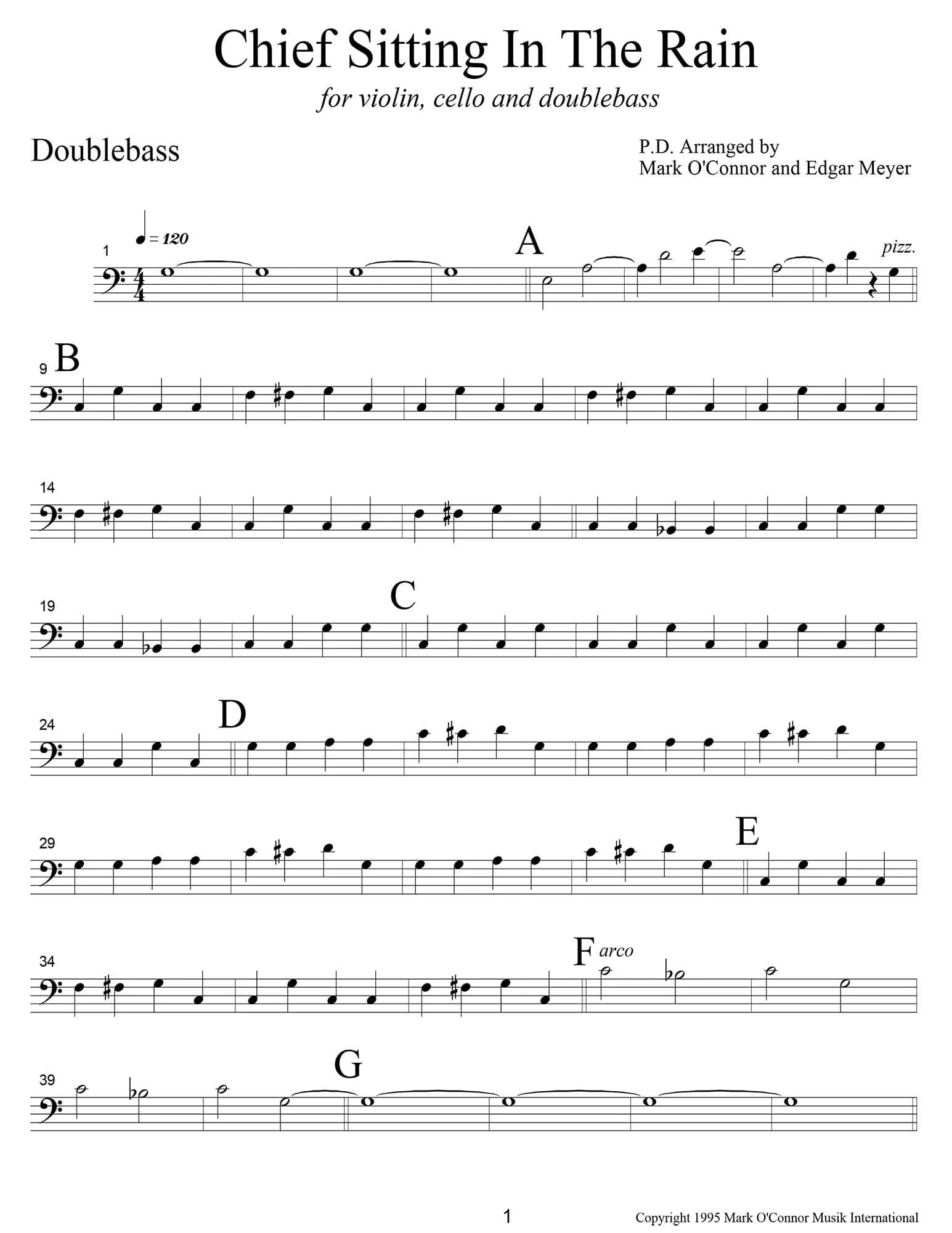O'Connor, Mark - Chief Sitting In The Rain for Violin, Cello, and Bass - Bass - Digital Download - Image 3