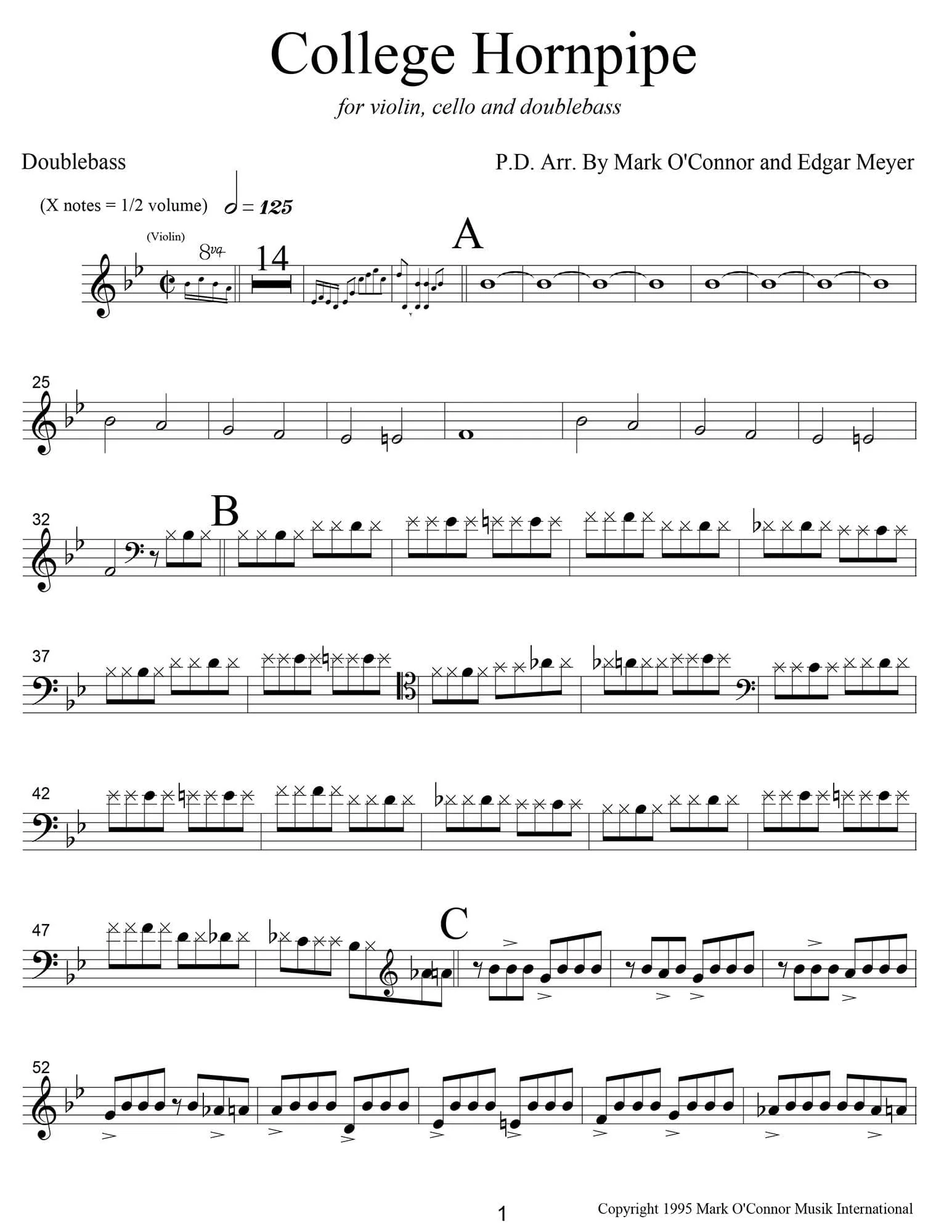 O'Connor, Mark - College Hornpipe for Violin, Cello, and Bass - Bass - Digital Download - Image 3