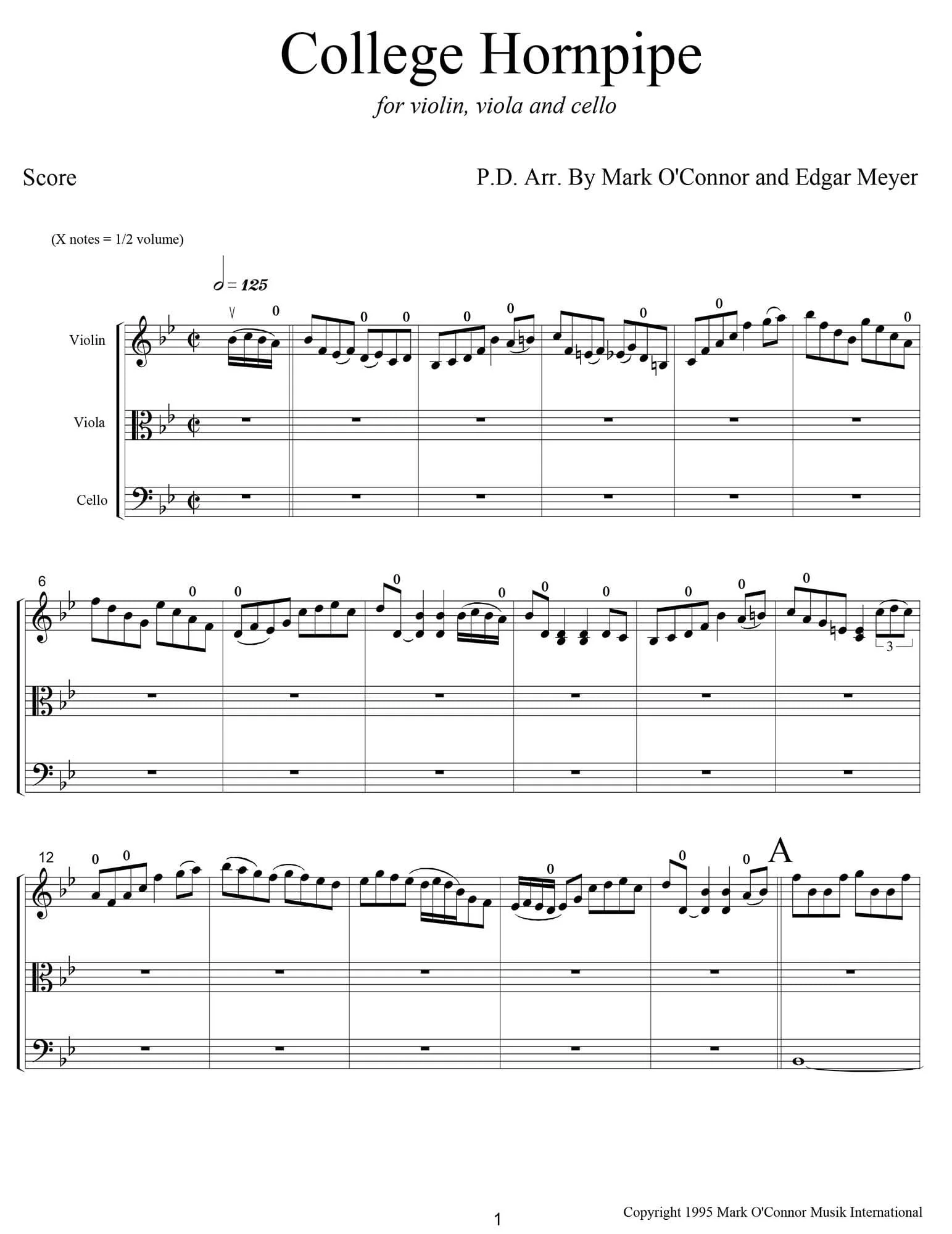 O'Connor, Mark - College Hornpipe for Violin, Viola, and Cello - Score - Digital Download - Image 3