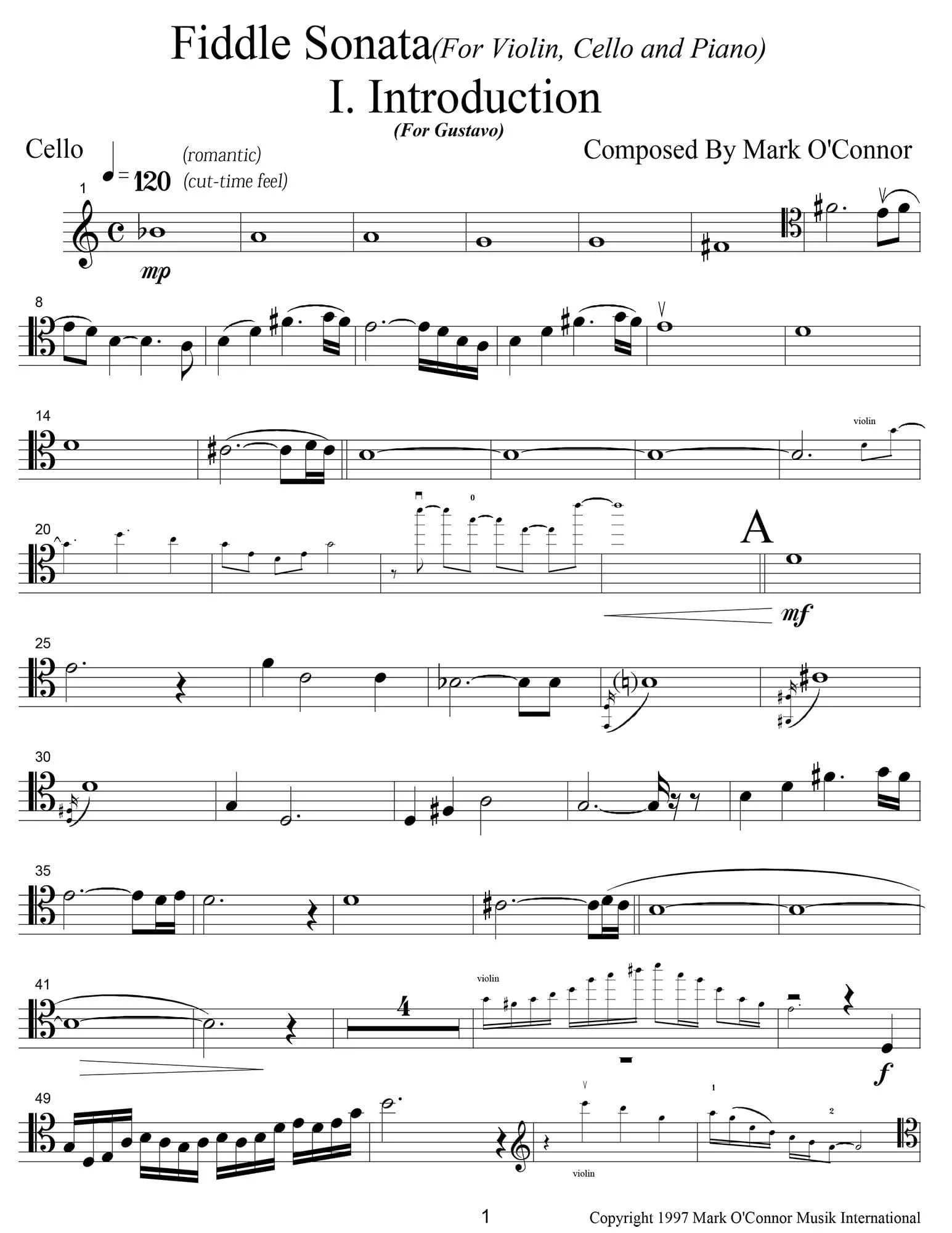 O'Connor, Mark - Fiddle Sonata Trio for Piano, Violin, and Cello - Cello - Digital Download - Image 3