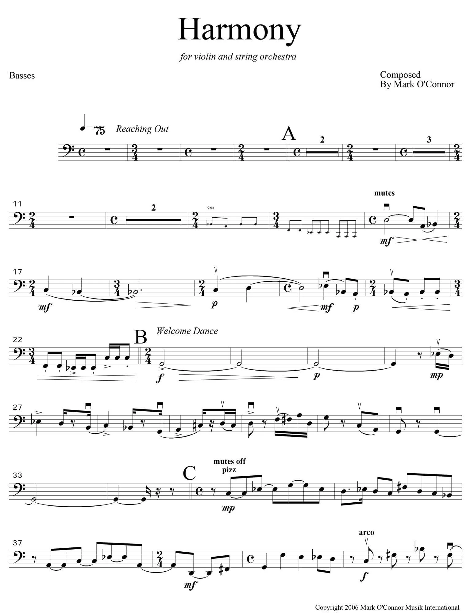 O'Connor, Mark - Harmony for Violin and Strings - Basses - Digital Download - Image 3