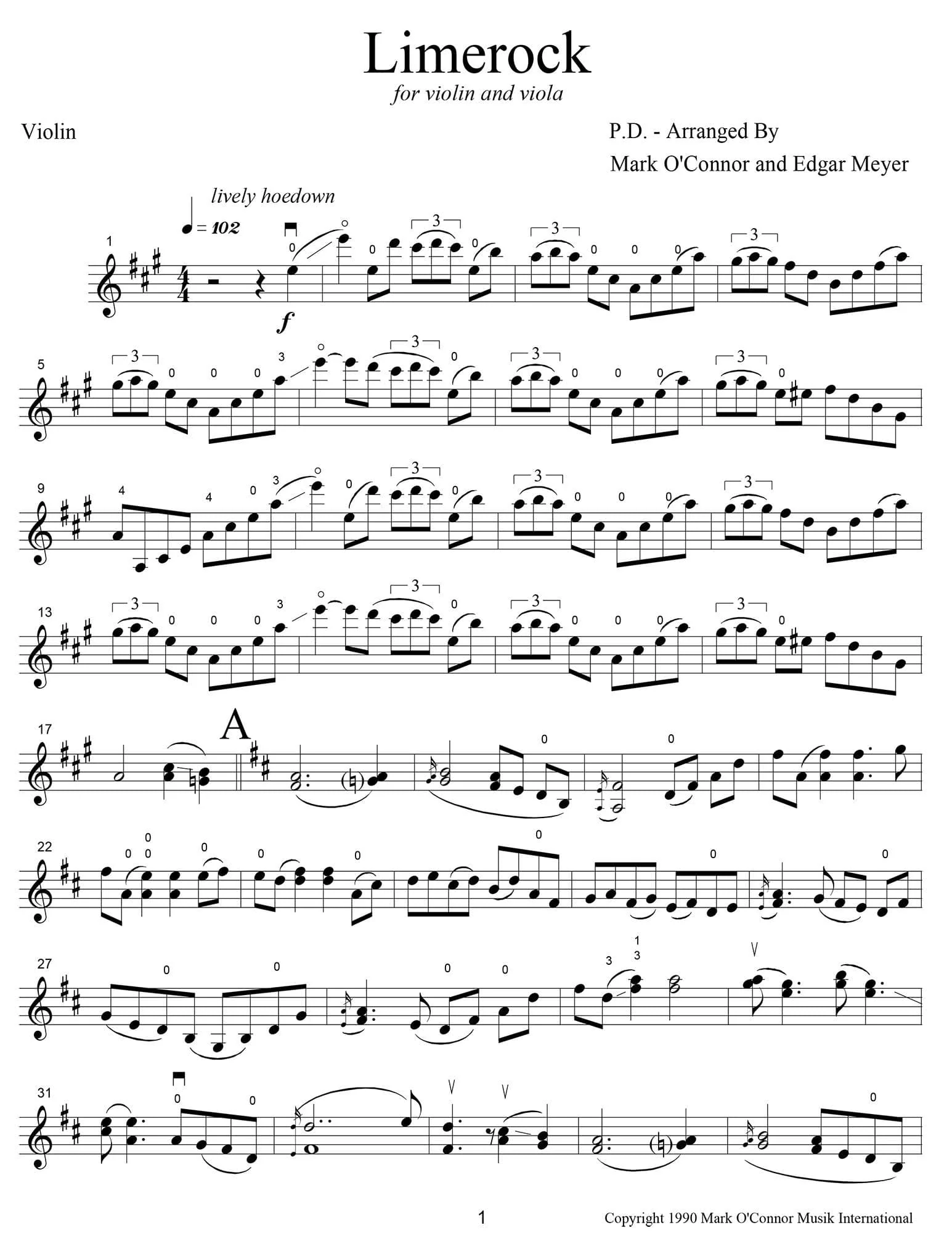 O'Connor, Mark - Limerock for Violin and Viola - Violin - Digital Download - Image 3