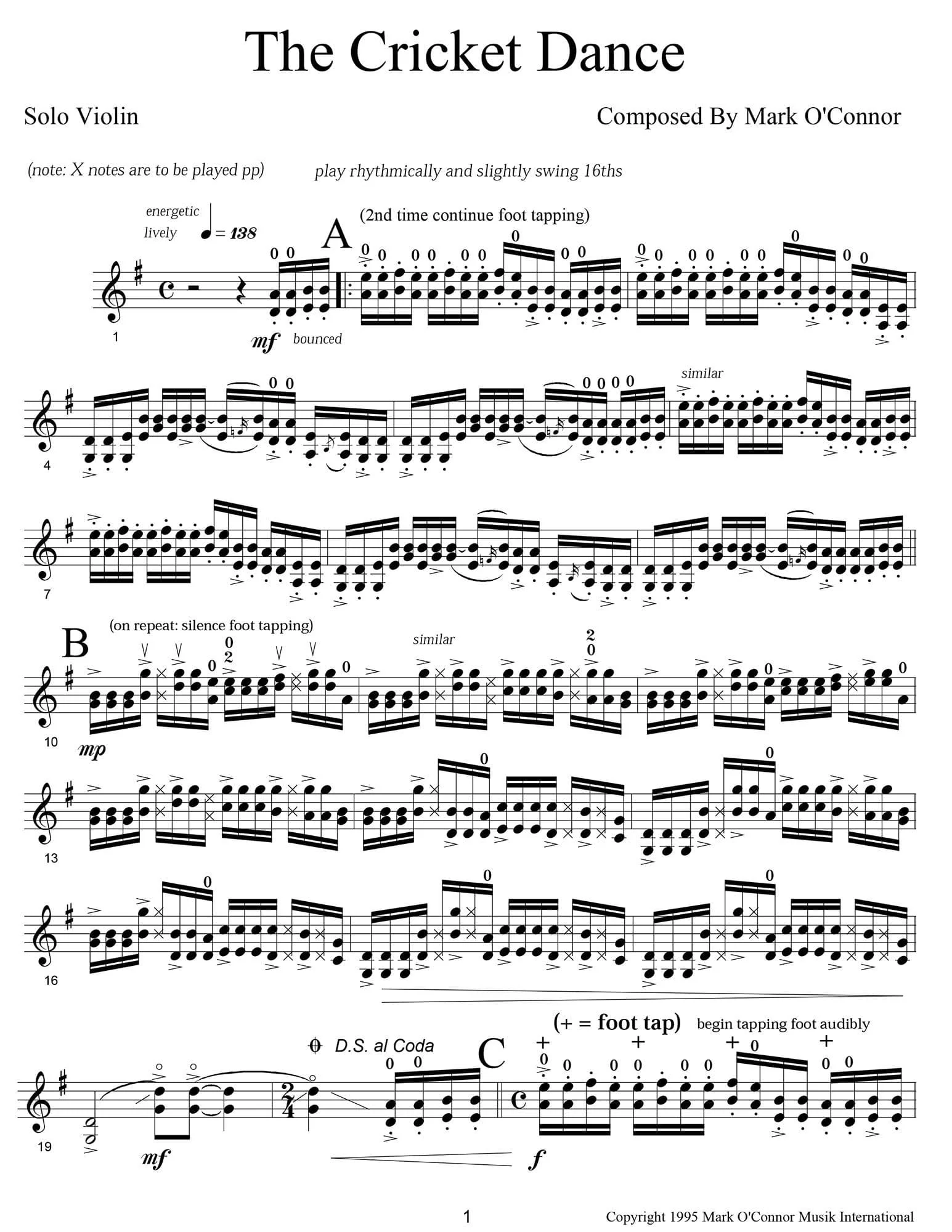 O'Connor, Mark - Midnight On The Water for Unaccompanied Violin - Digital Download - Image 3