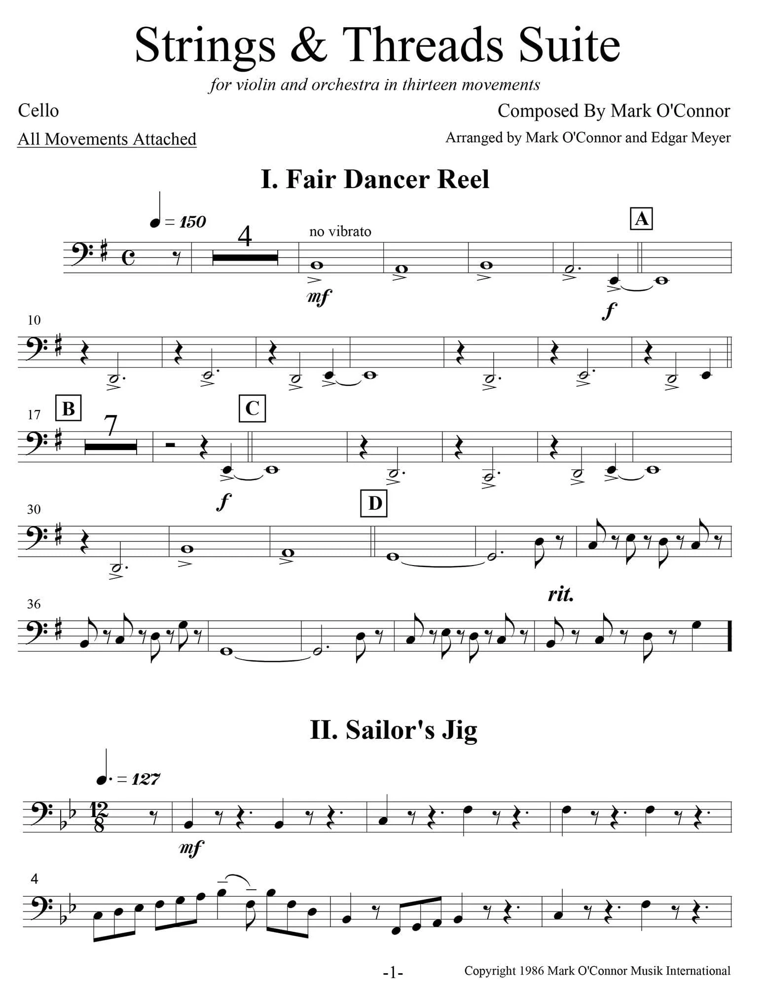 O'Connor, Mark - Strings & Threads Suite for Violin and String Orchestra - String Parts - Digital Download - Image 6