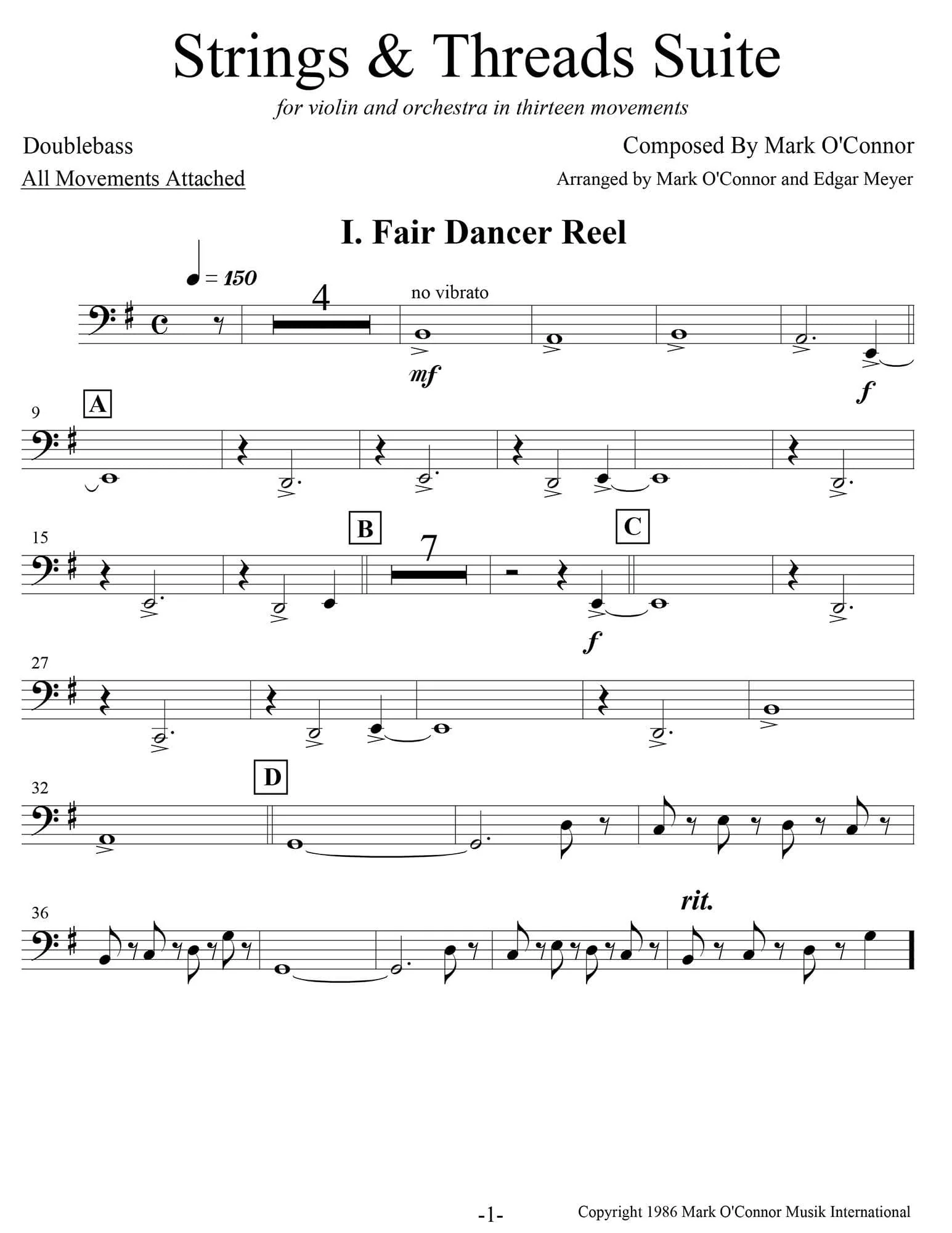 O'Connor, Mark - Strings & Threads Suite for Violin and String Orchestra - String Parts - Digital Download - Image 7