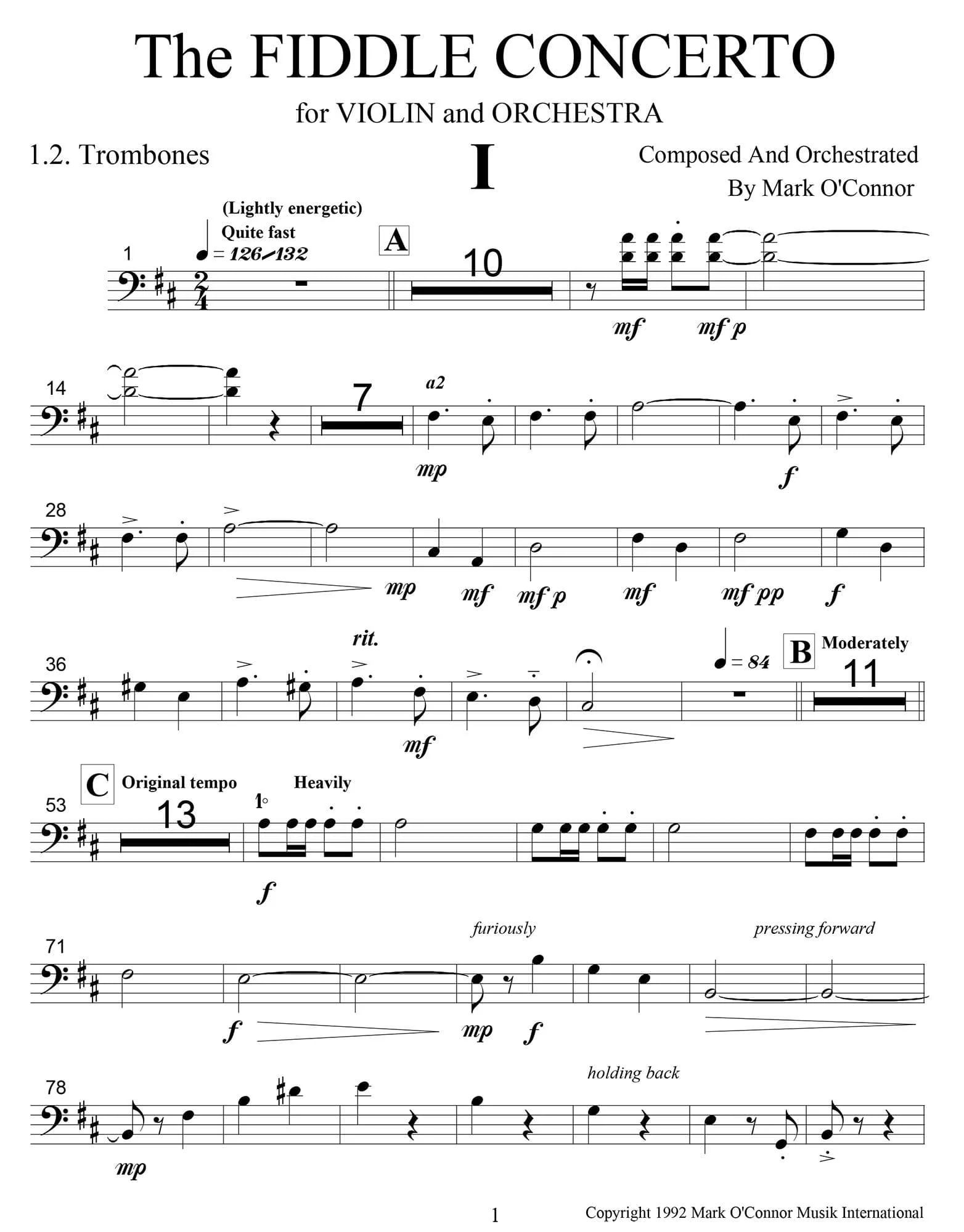 O'Connor, Mark - The FIDDLE CONCERTO for Violin and Orchestra - Brass Parts - Digital Download - Image 6
