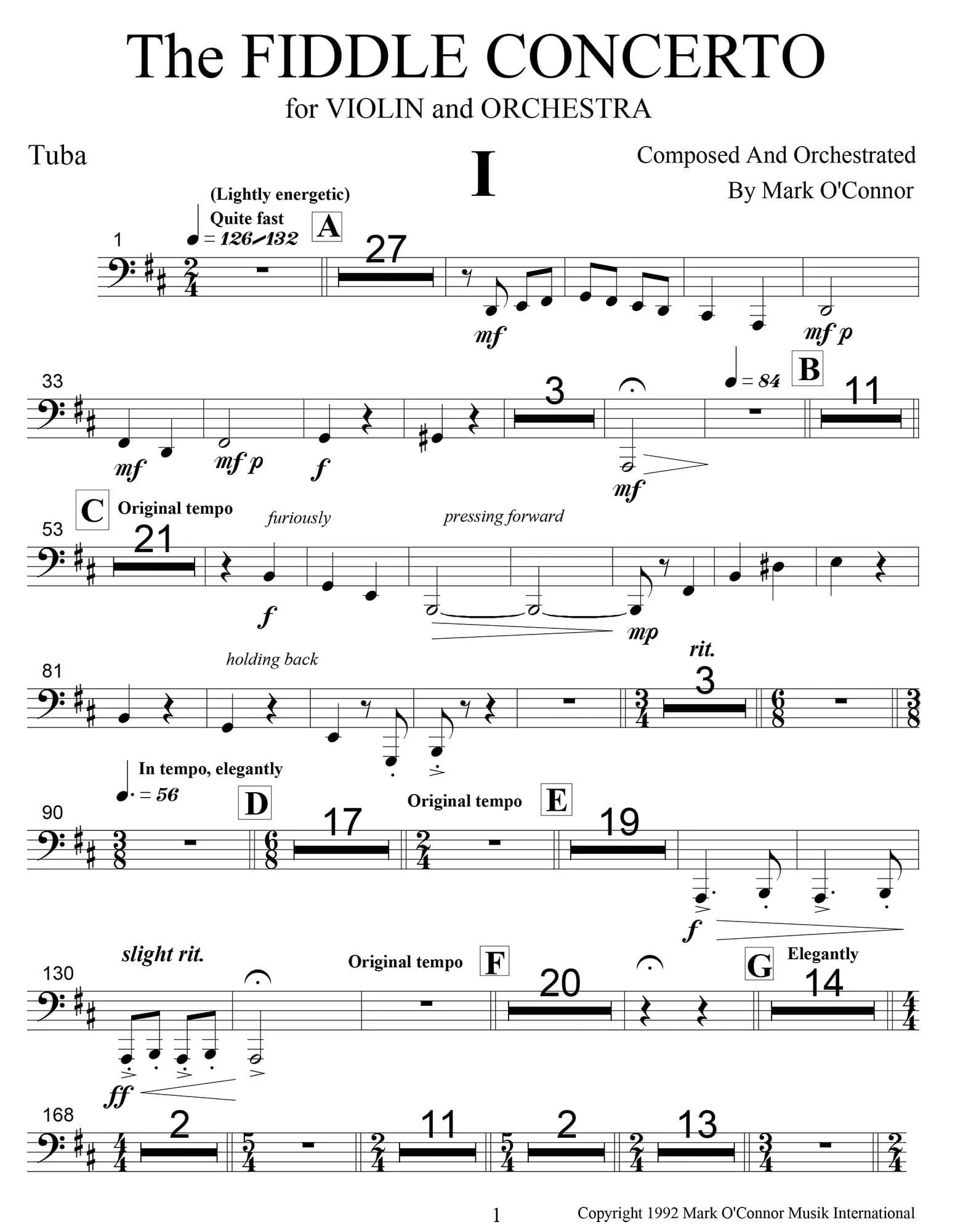O'Connor, Mark - The FIDDLE CONCERTO for Violin and Orchestra - Brass Parts - Digital Download - Image 7