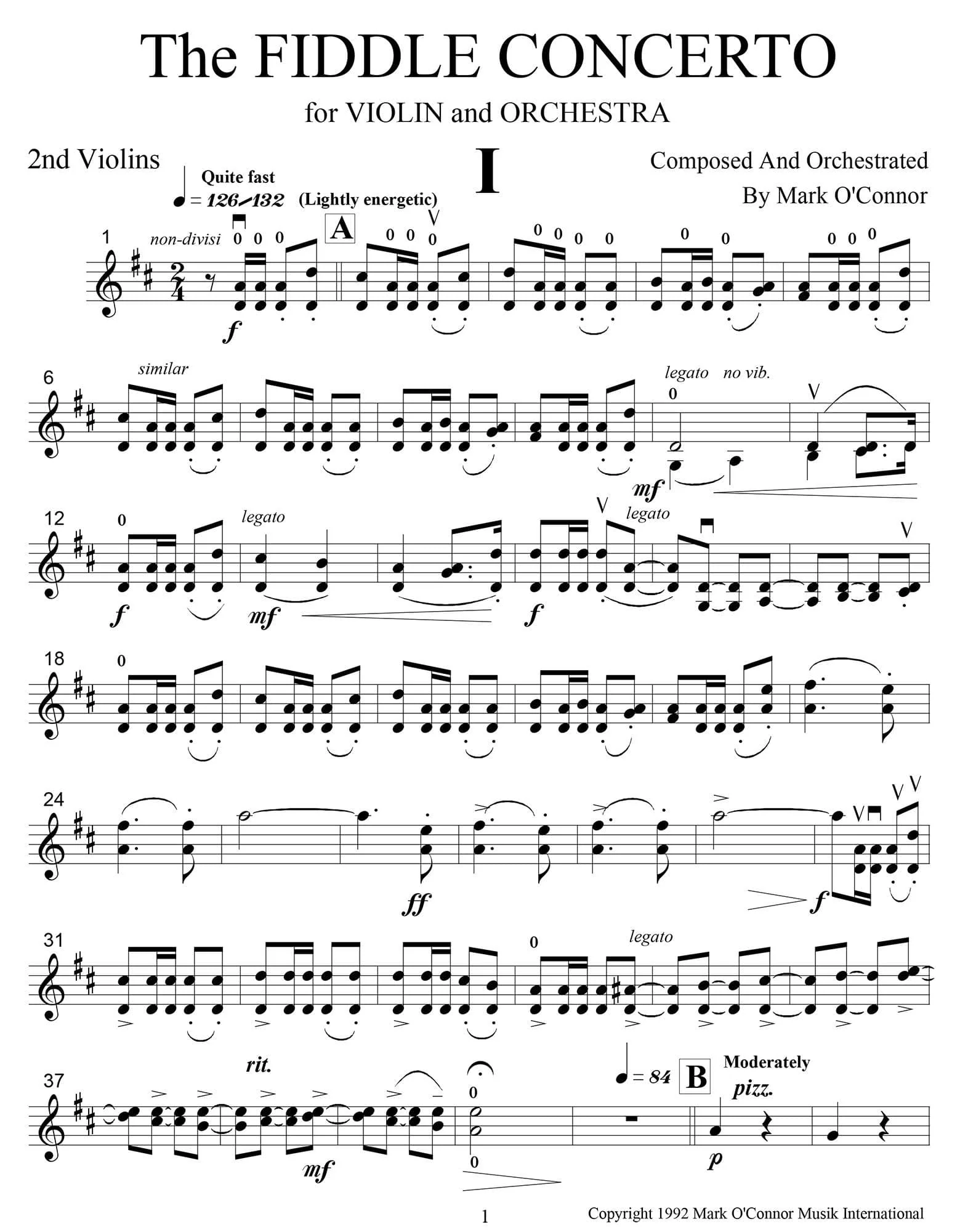 O'Connor, Mark - The FIDDLE CONCERTO for Violin and Orchestra - String Parts - Digital Download - Image 5