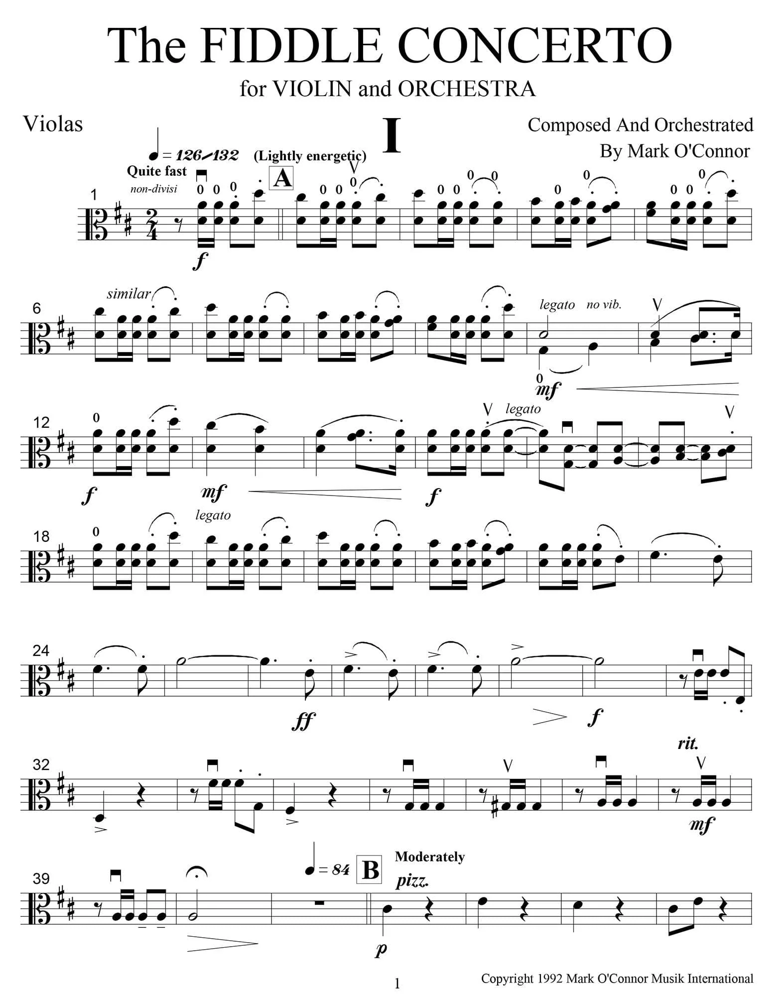 O'Connor, Mark - The FIDDLE CONCERTO for Violin and Orchestra - String Parts - Digital Download - Image 6