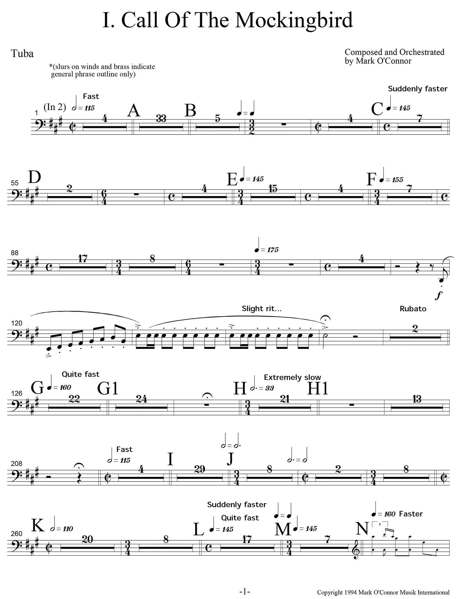 O'Connor, Mark - Three Pieces for Violin and Orchestra - Brass - Digital Download - Image 7