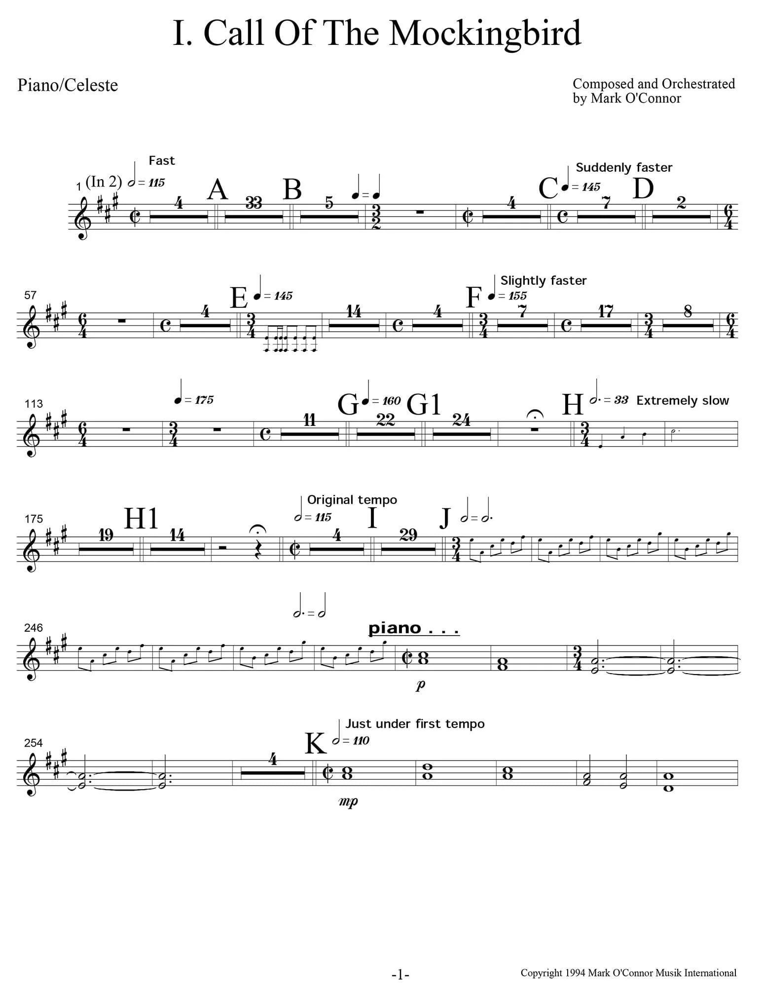 O'Connor, Mark - Three Pieces for Violin and Orchestra - Percussion - Digital Download - Image 5