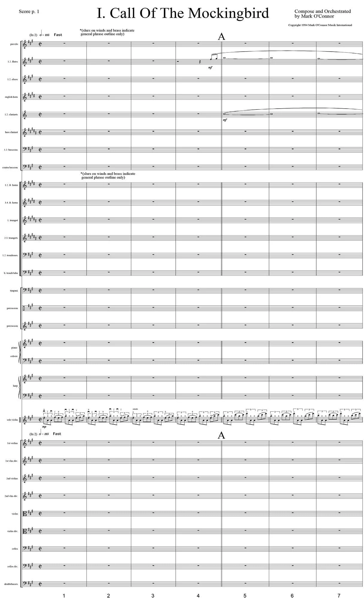 O'Connor, Mark - Three Pieces for Violin and Orchestra - Score - Digital Download - Image 3