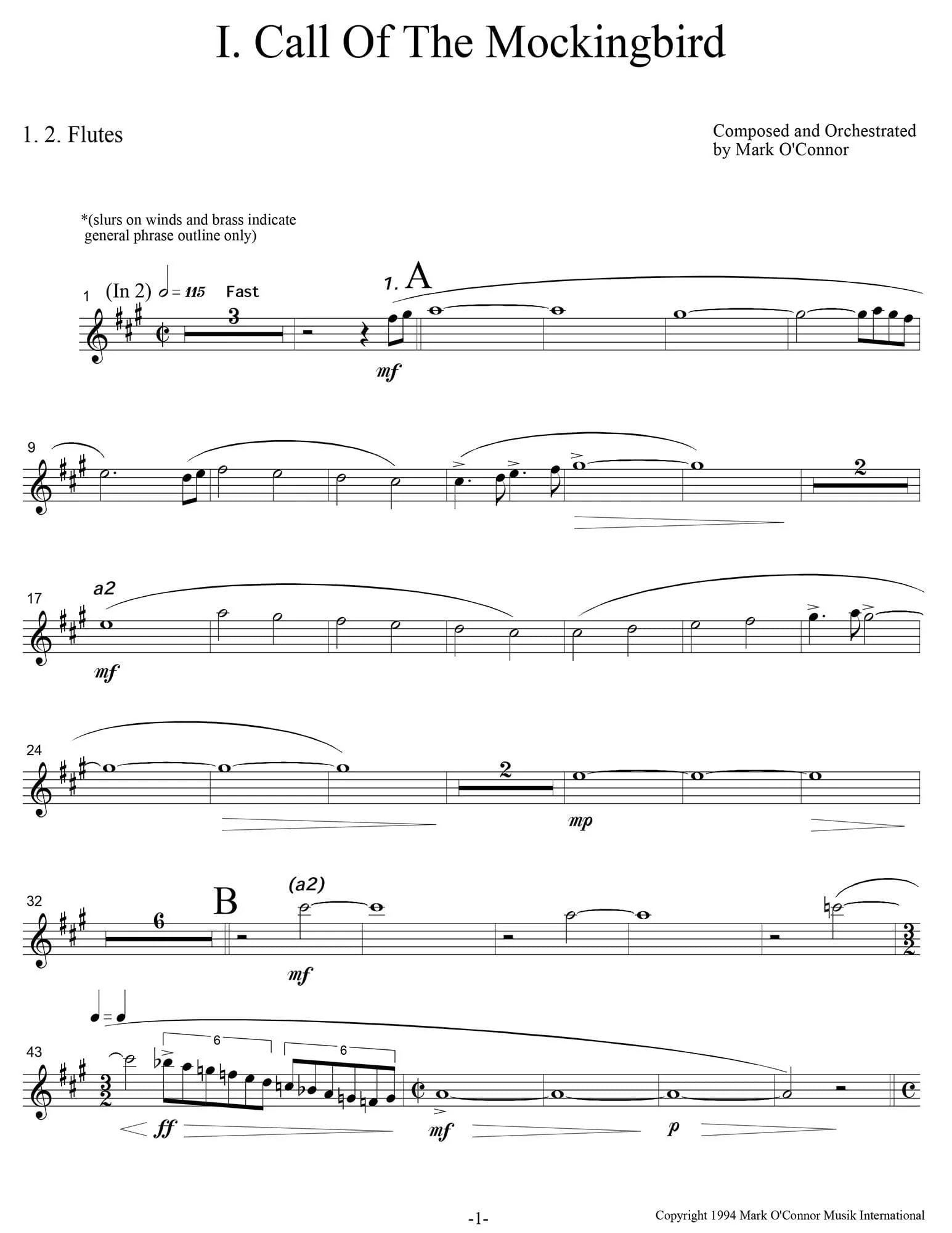 O'Connor, Mark - Three Pieces for Violin and Orchestra - Winds - Digital Download - Image 4