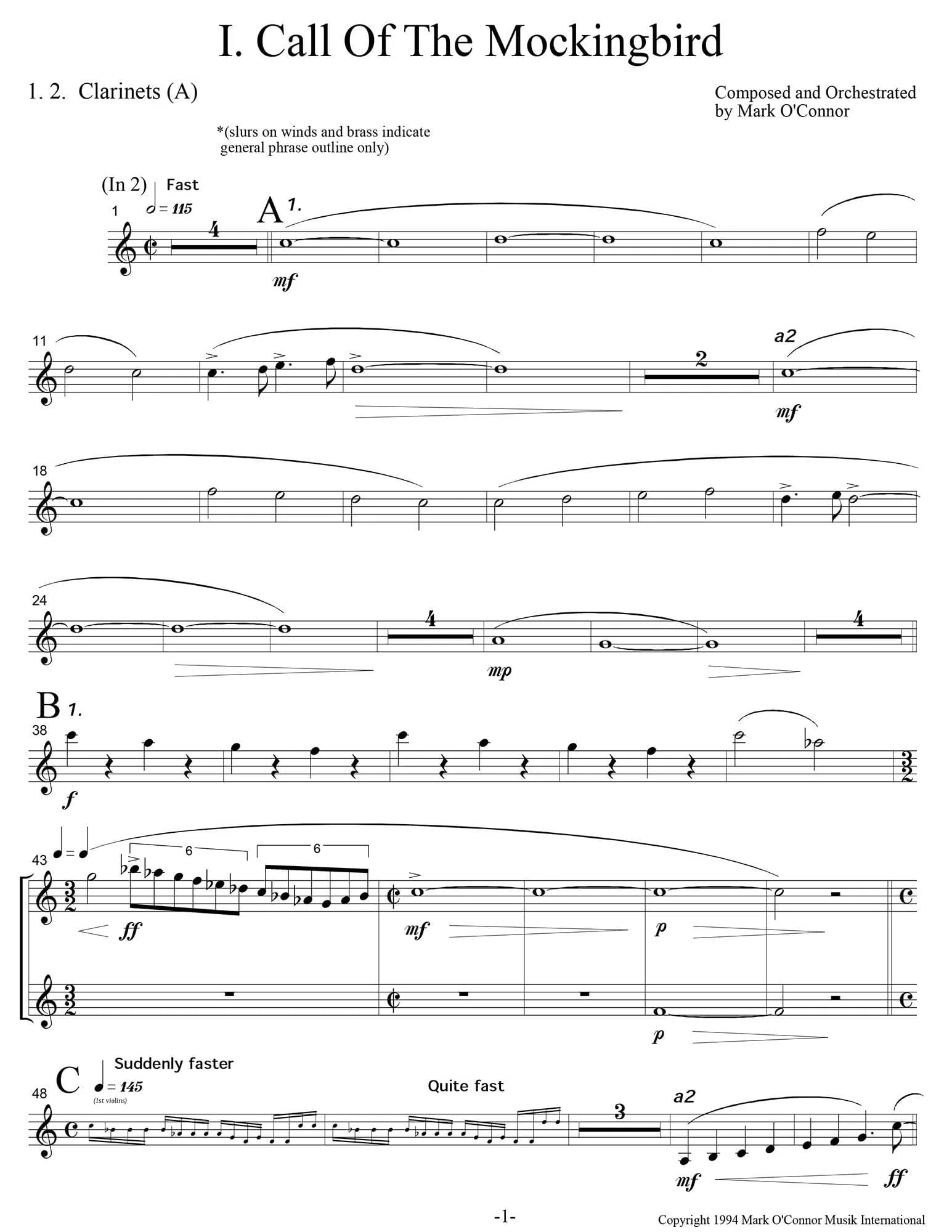 O'Connor, Mark - Three Pieces for Violin and Orchestra - Winds - Digital Download - Image 7