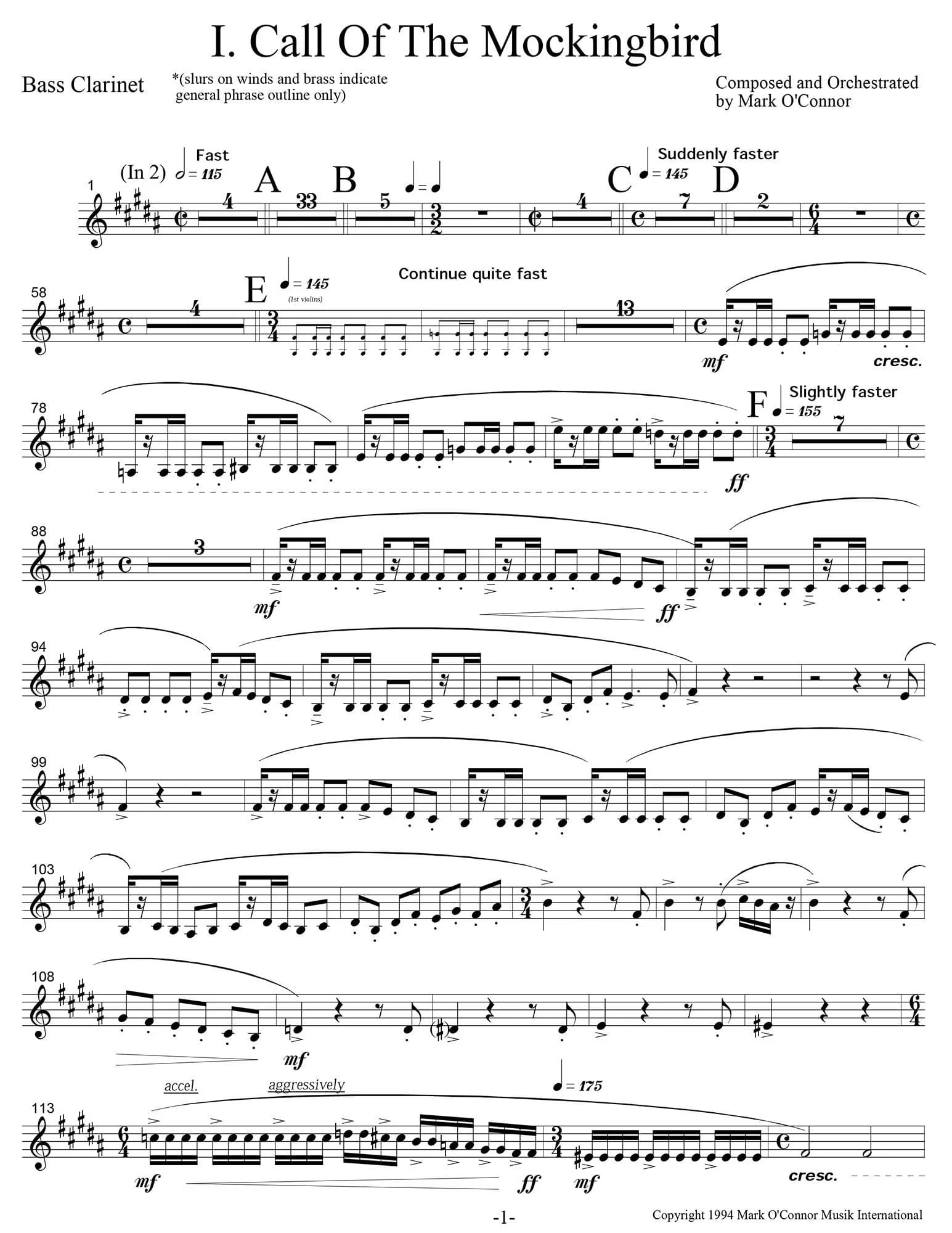 O'Connor, Mark - Three Pieces for Violin and Orchestra - Winds - Digital Download - Image 8