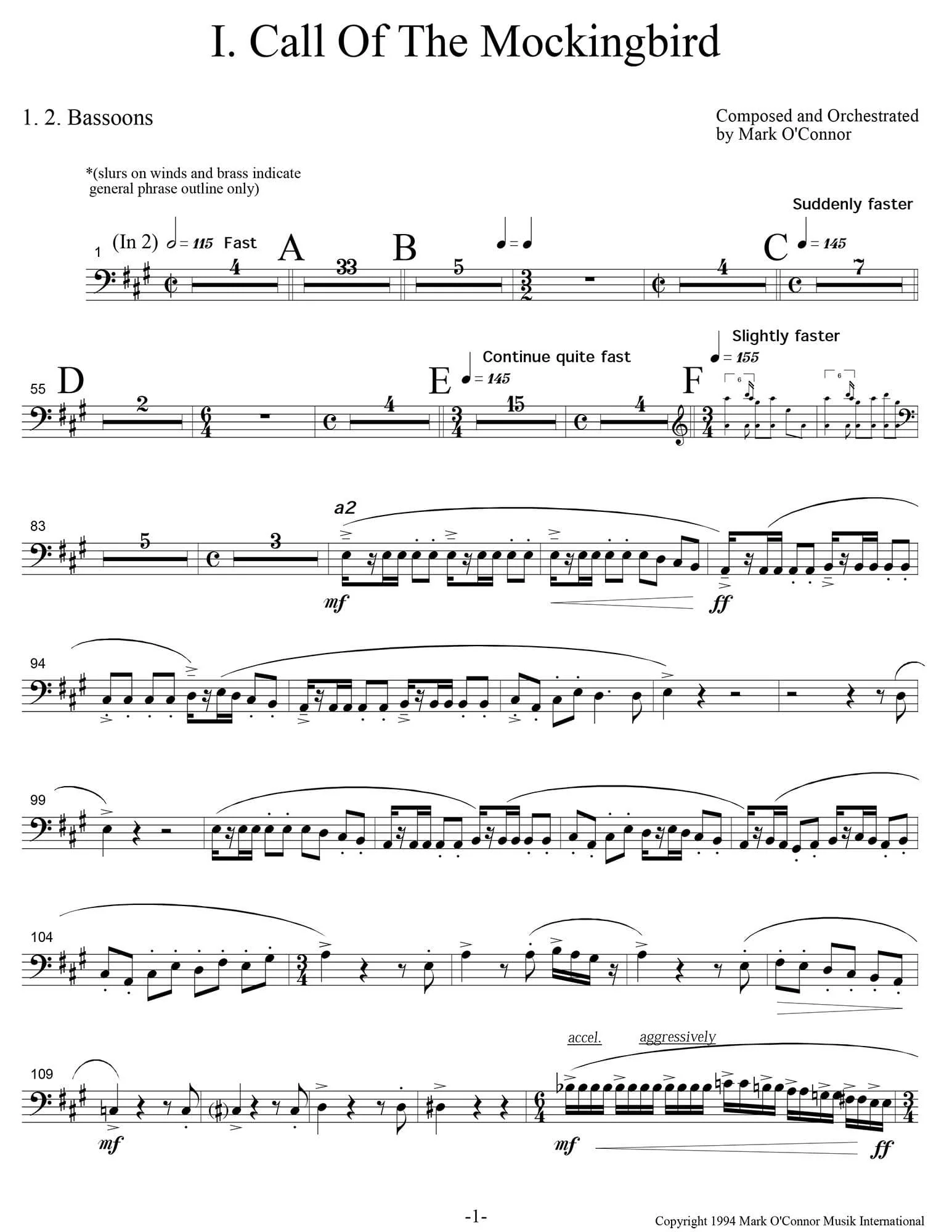 O'Connor, Mark - Three Pieces for Violin and Orchestra - Winds - Digital Download - Image 9