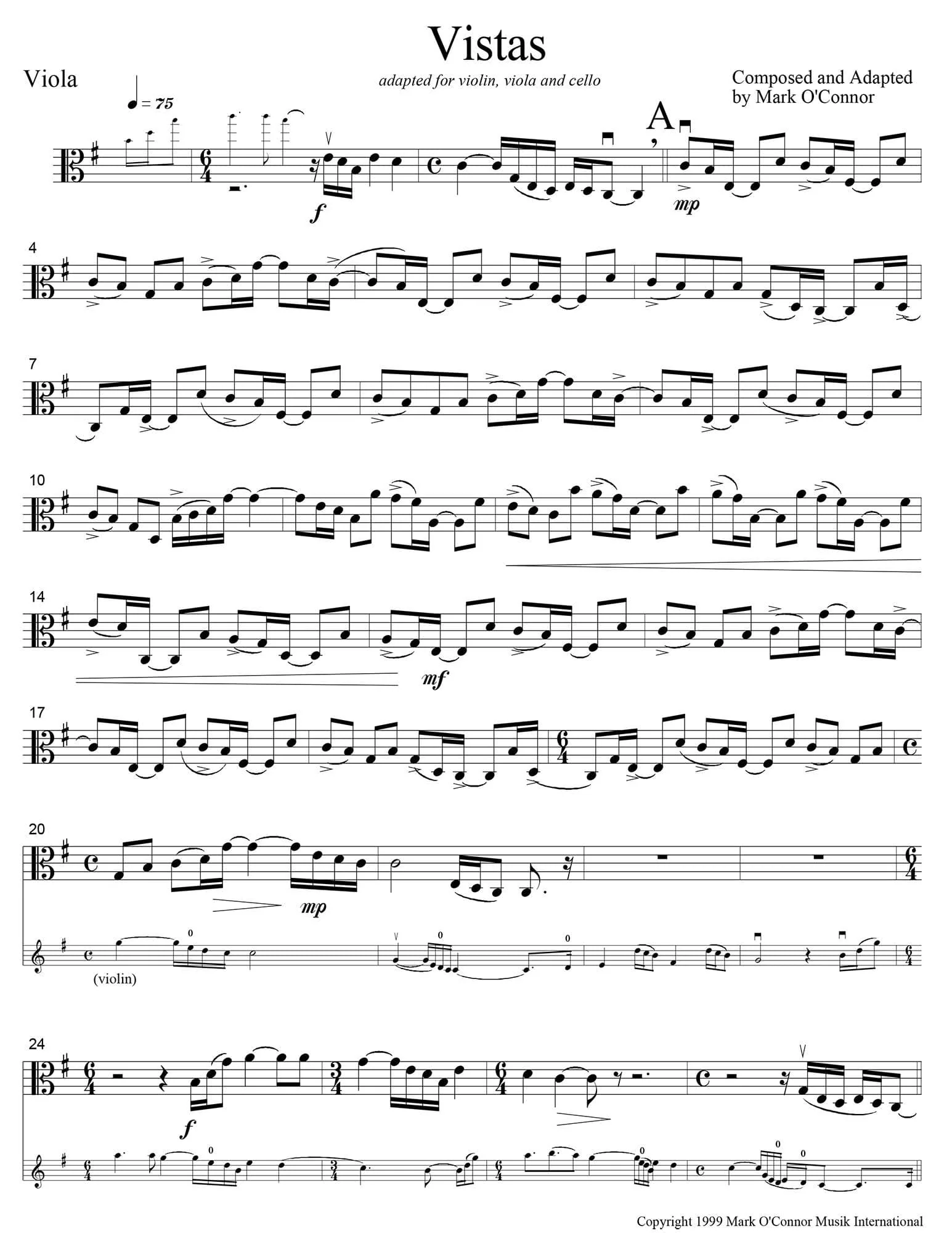 O'Connor, Mark - Vistas for Violin, Viola, and Cello - Viola - Digital Download - Image 3