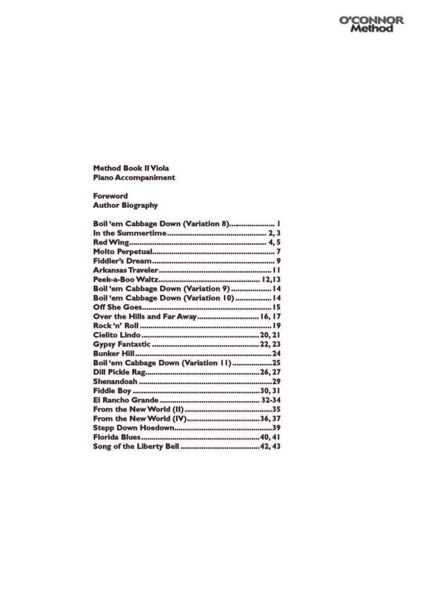 O'Connor Viola Method Book II - Piano Accompaniment - Digital Download - Image 2