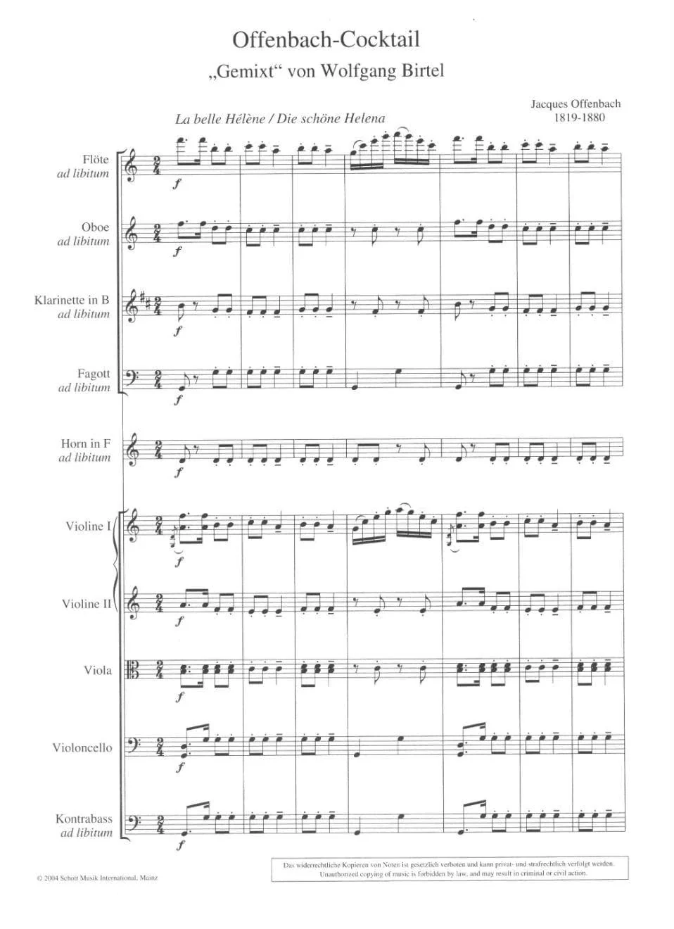 Offenbach, Jacques - Cocktail for String Quartet Published by Schott Music - Image 2