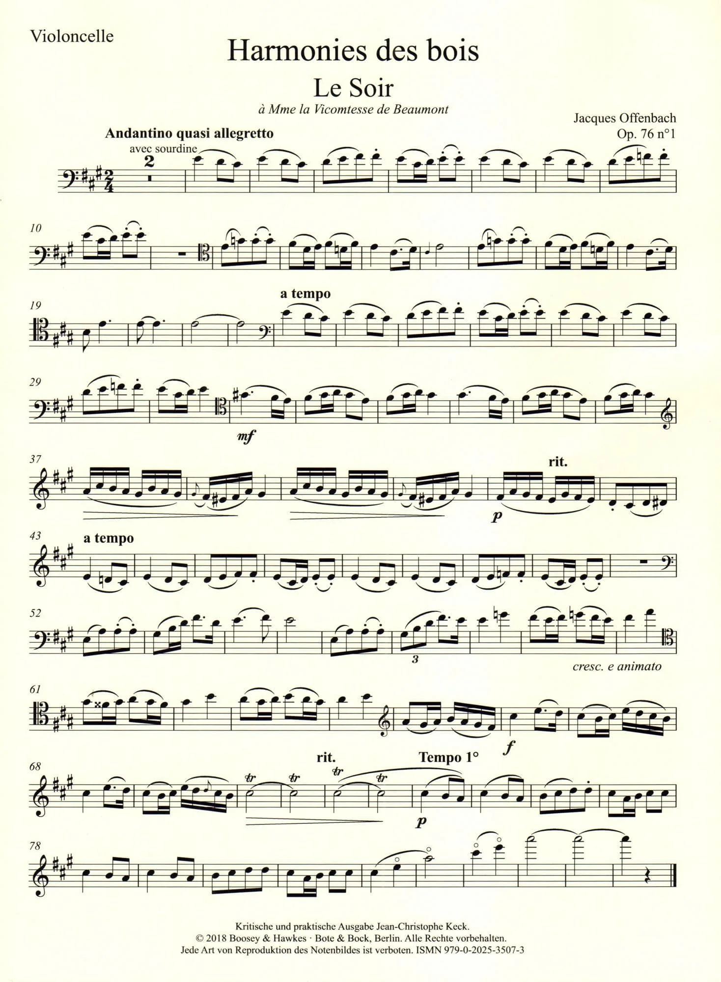 Offenbach, Jacques - Harmonies des bois - for Cello and Piano - edited by Keck - Boosey & Hawkes - Image 4