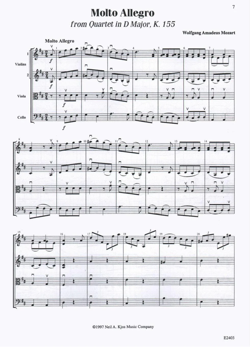 O'Reilly, Sally - Slected String Quartet Movements Volume 1 Published by Neil A Kjos Music Company - Image 3