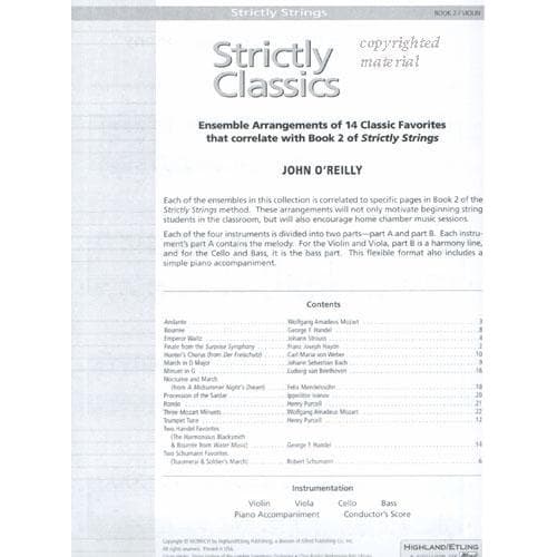 O'Reilly, John - Strictly Classics, Book 2, Violin Published by Neil A Kjos Music Company - Image 2