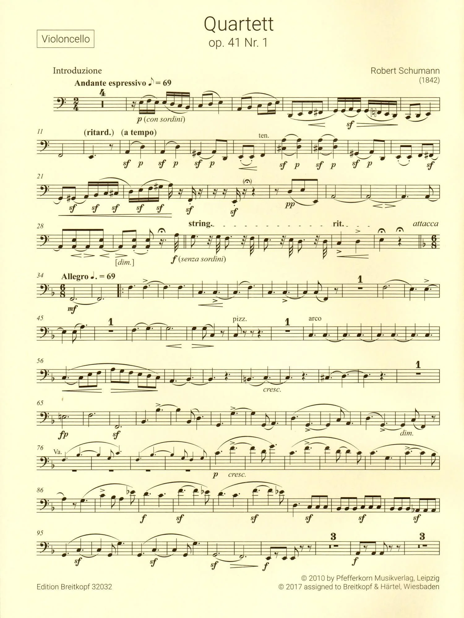 Schumann, Robert - String Quartets, Op 41, Nos 1-3 - Two Violins, Viola, and Cello - edited by Nick Pfefferkorn - Breitkopf & Hartel - Image 5