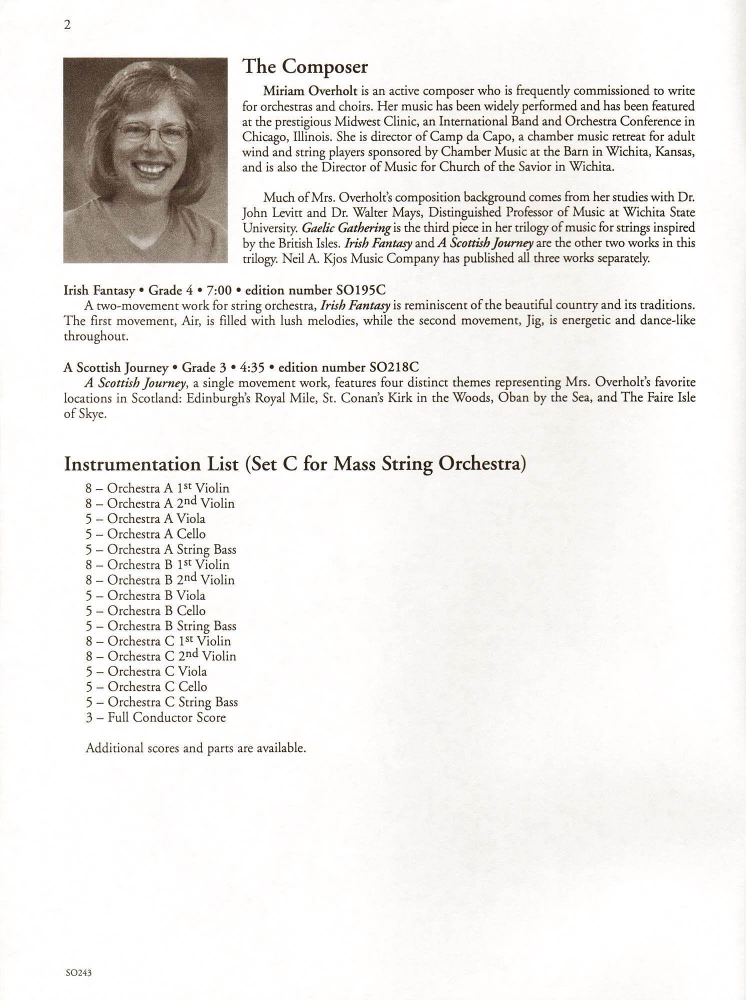 Overholt, Miriam - Gaelic Gathering For String Orchestra Published by Neil A Kjos Music Company - Image 2