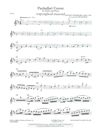 Pachelbel, Johann - Canon in D for Violin and Piano - arranged by Daniel Dorff - Theodore Presser Company - Image 2