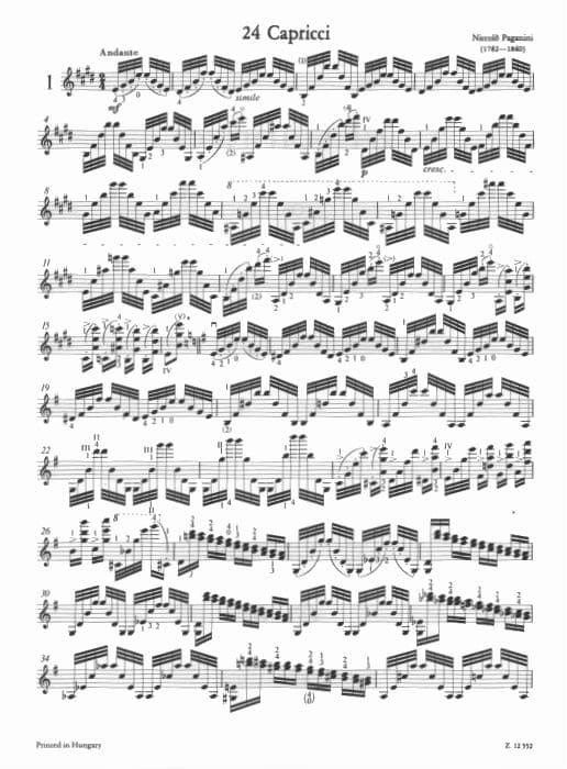 Paganini, Niccolo - 24 Caprices for Violin, Op 1 - Solo Violin - edited by R Ricci - Edito Musica Budapest - Image 3