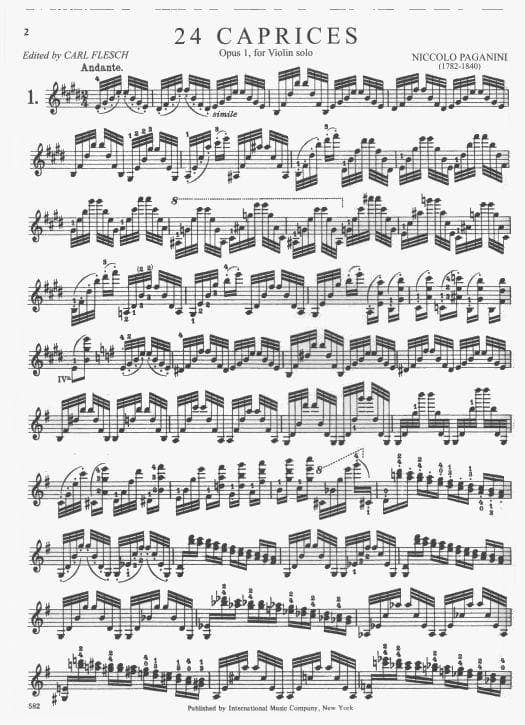 Paganini, Niccolo - 24 Caprices for Violin, Op 1 - Solo Violin - edited by Carl Flesch - International Music Company - Image 2