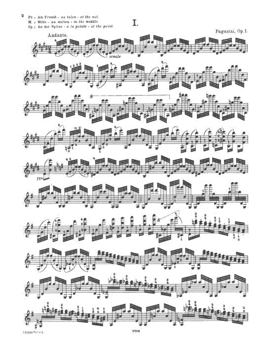 Paganini, Niccolo - 24 Caprices for Violin, Op 1 - Solo Violin - edited by Carl Flesch - Peters - Image 2