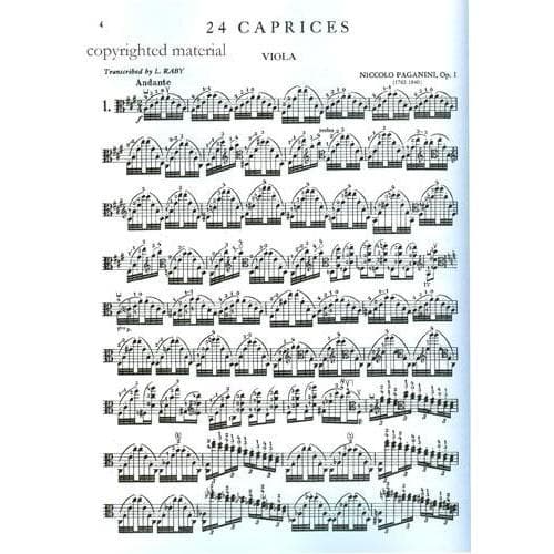 Paganini, Niccolò - 24 Caprices, Op 1 - Viola solo - edited by L Raby - Kalmus Edition - Image 2