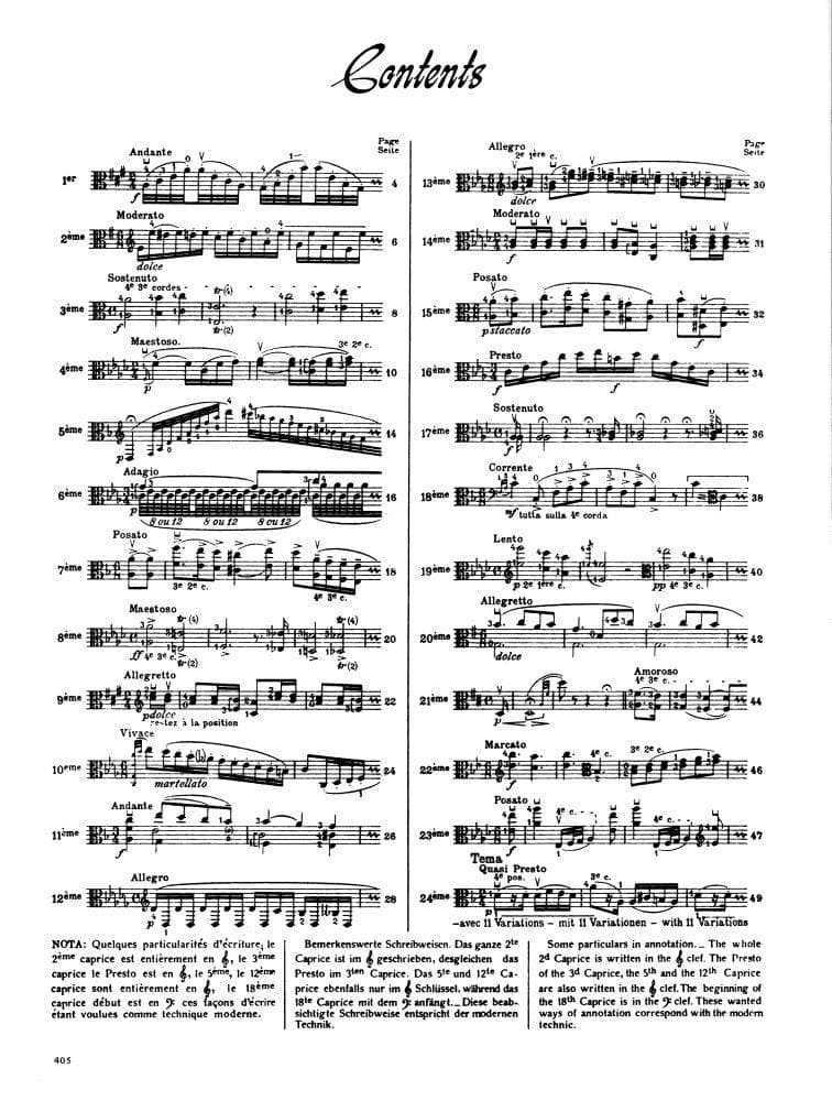 Paganini, Niccolò - 24 Caprices, Op 1 - Viola solo - transcribed by L Raby - published by International Music Company - Image 2