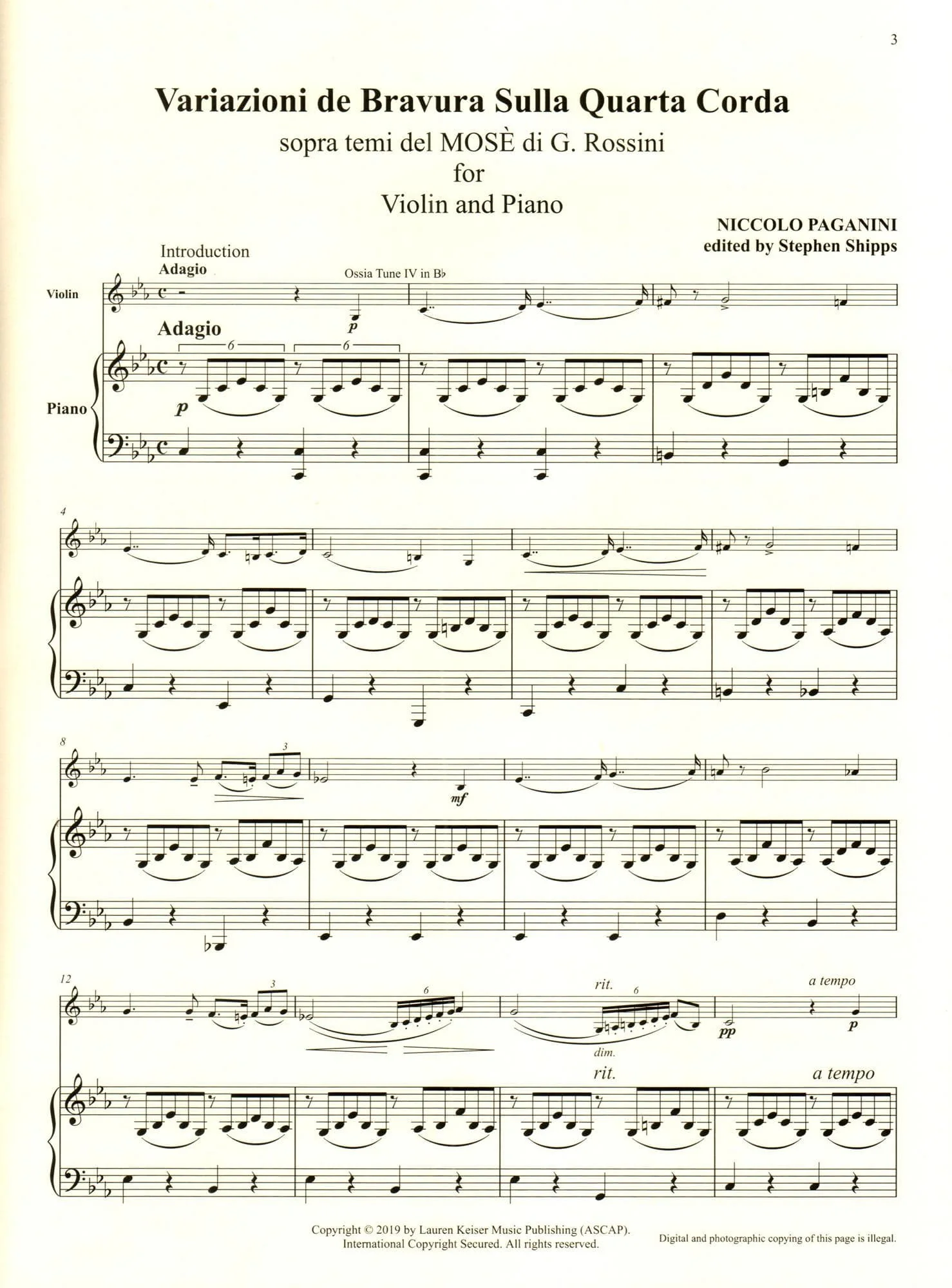 Paganini, N - Moses Fantasy Variations - Analytical Studies & Exercises - Violin and Piano - Keiser - Image 4