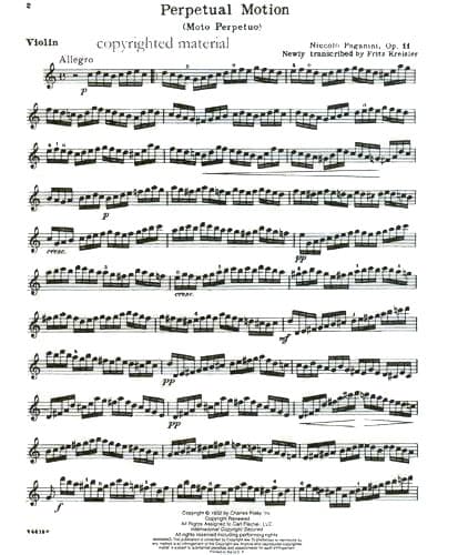 Paganini, Niccolo - Moto Perpetuo (Perpetual Motion), Op 11 - for Violin and Piano - Carl Fischer - Image 2