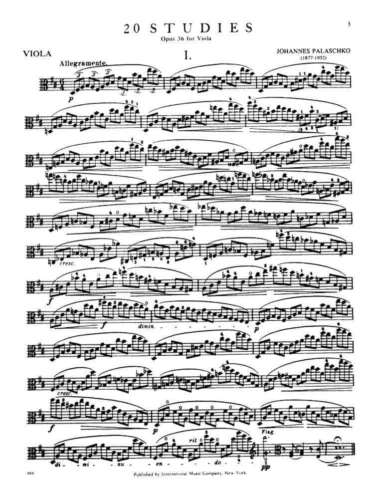 Palaschko - 20 Studies Op 36 For Viola Published by International Music Company - Image 2