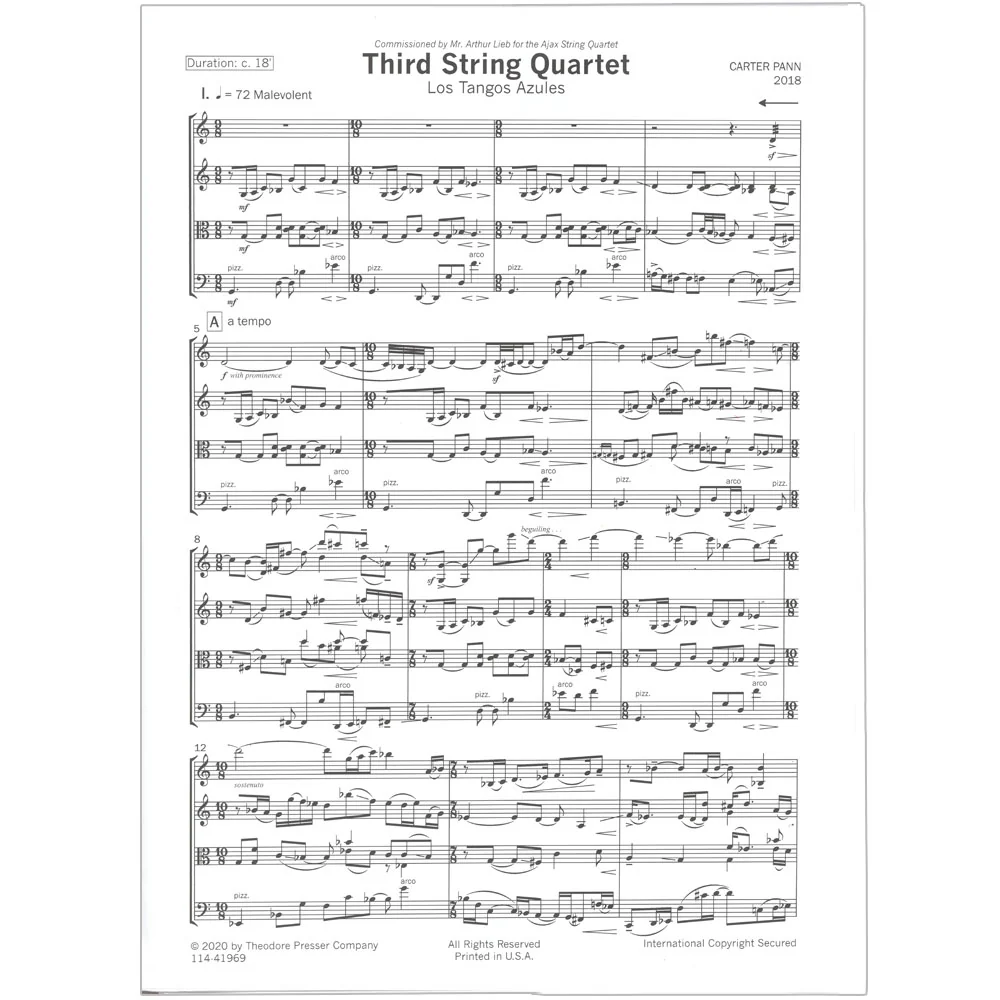 Pann, Carter - String Quartet No. 3 "Los Tangos Azules" - Presser - Image 3