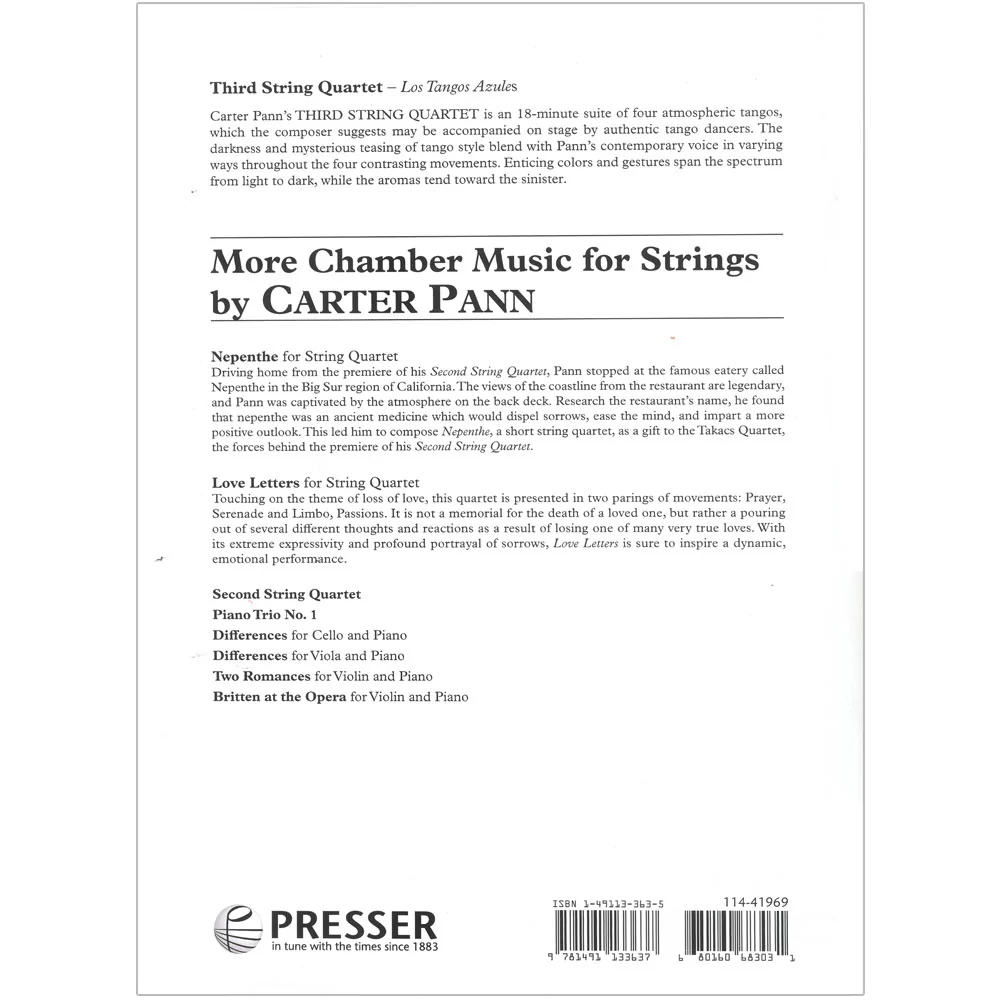 Pann, Carter - String Quartet No. 3 "Los Tangos Azules" - Presser - Image 4