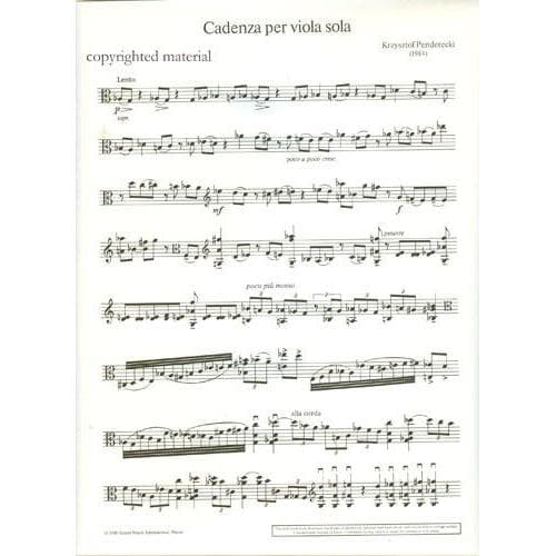Penderecki, Krzysztof - Cadenza For Solo Viola Arranged by Christiane Edinger Published by Schott Music - Image 2