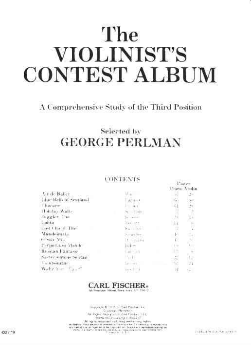 The Violinist's Contest Album: A Comprehensive Study of the Third Position - Violin and Piano - edited by George Perlman - Carl Fischer - Image 2