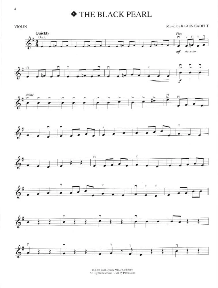 Pirates of the Caribbean Violin Book Published by Hal Leonard - Image 3