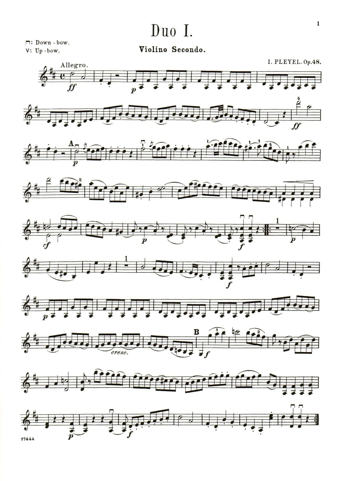 Pleyel, Ignace Joseph - Six Little Duets, Op 48, B 574-579 For Two Violins Published by G Schirmer - Image 4