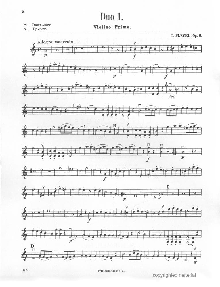 Pleyel, Ignace Joseph - Six Little Duets Op 8 B 538 - 543 For Two Violins Published by G Schirmer - Image 3