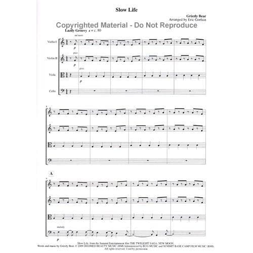 OK Go / Grizzly Bear - Pop Songs from the Twilight Saga for String Quartet - Score and Parts - arranged by Eric Gorfain - String Letter Publishing - Image 3