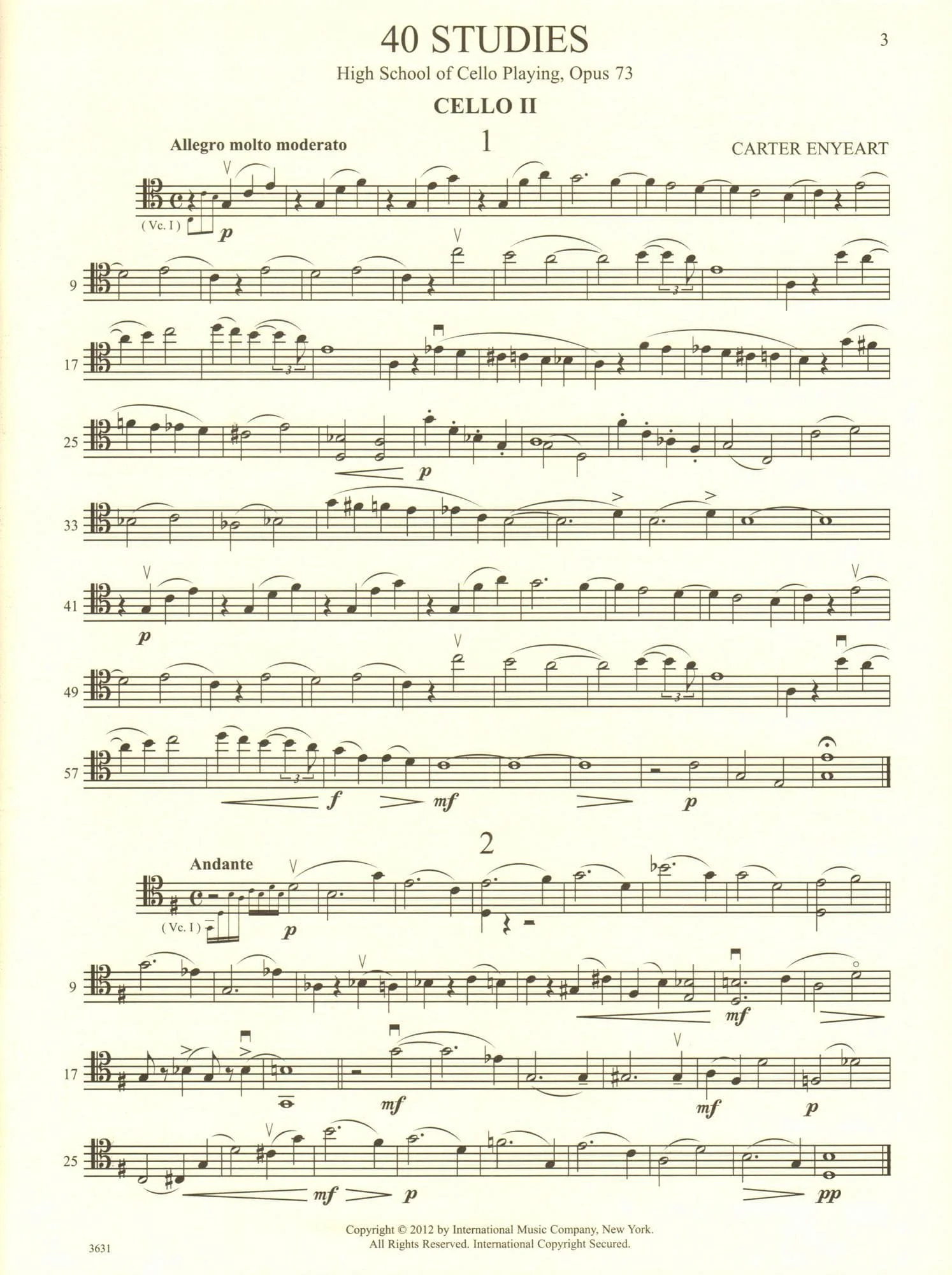 Enyeart, Carter - Cello Accompaniment - to 40 Studies from High School of Cello Playing by Popper - International - Image 3