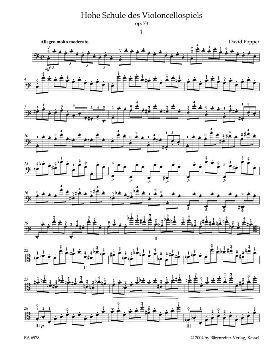 Popper, David - High School of Cello Playing Op 73 Published by Barenreiter - Image 2