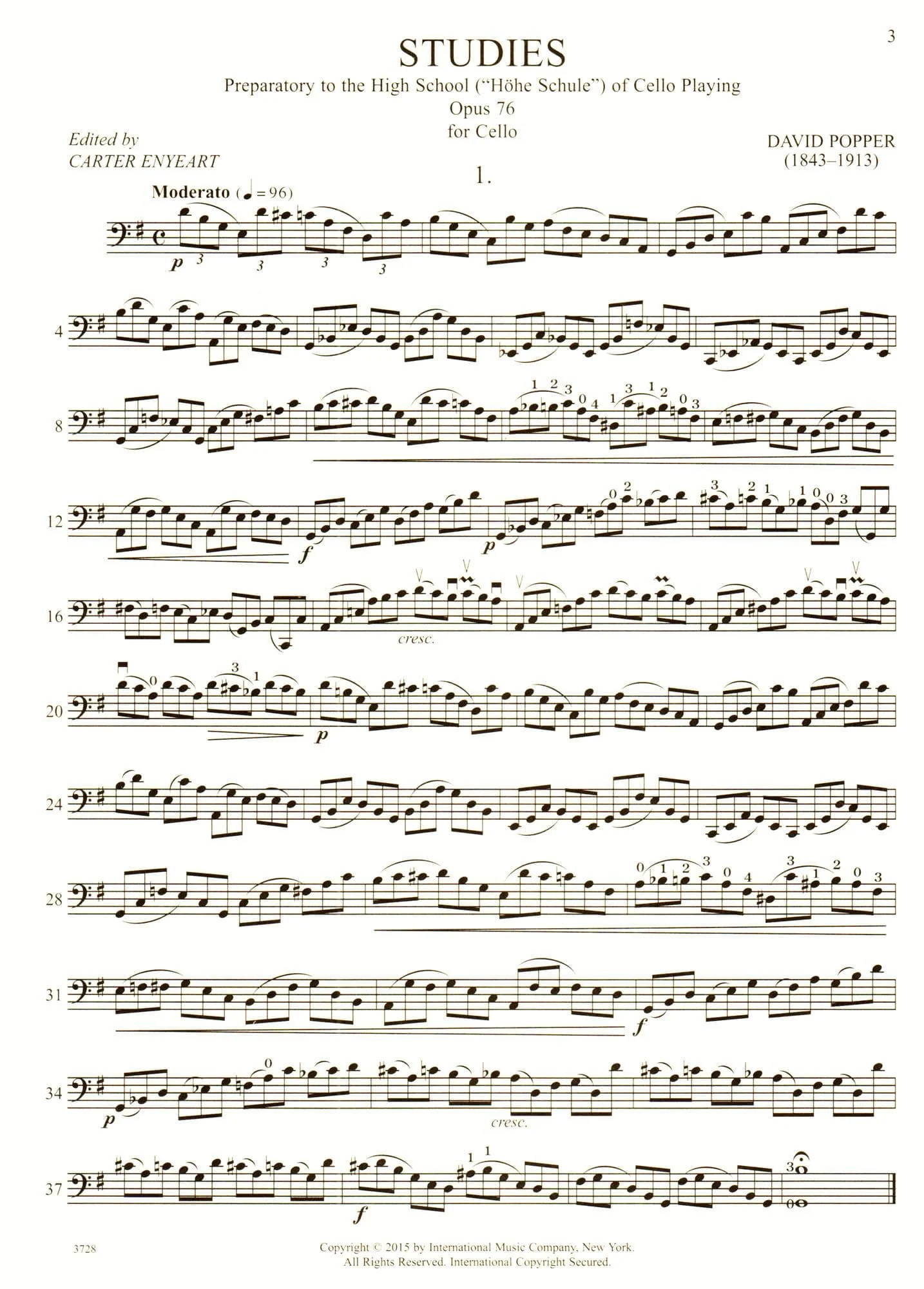 Popper, David - Studies Op 76 For Cello Published by International Music Company - Image 3