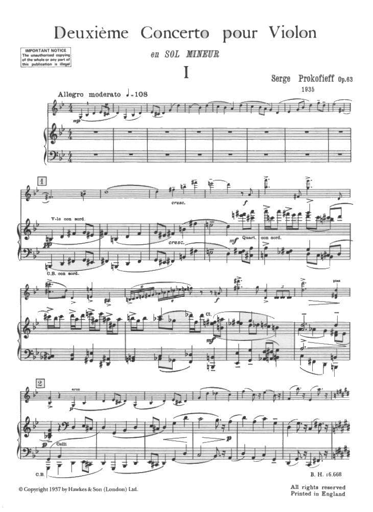 Prokofiev, Sergei - Concerto No 2 In G Minor, Op 63 - for Violin and Piano - Boosey & Hawkes - Image 2